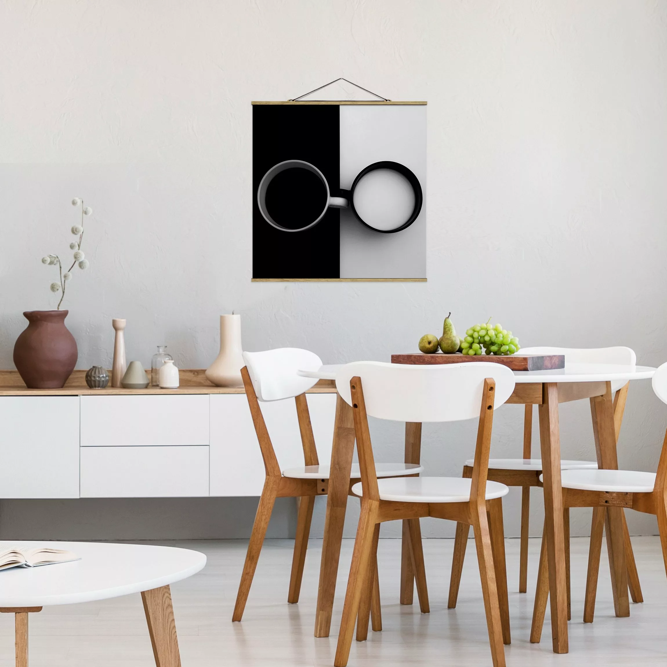 Stoffbild Küche mit Posterleisten - Quadrat Gegensätze günstig online kaufen