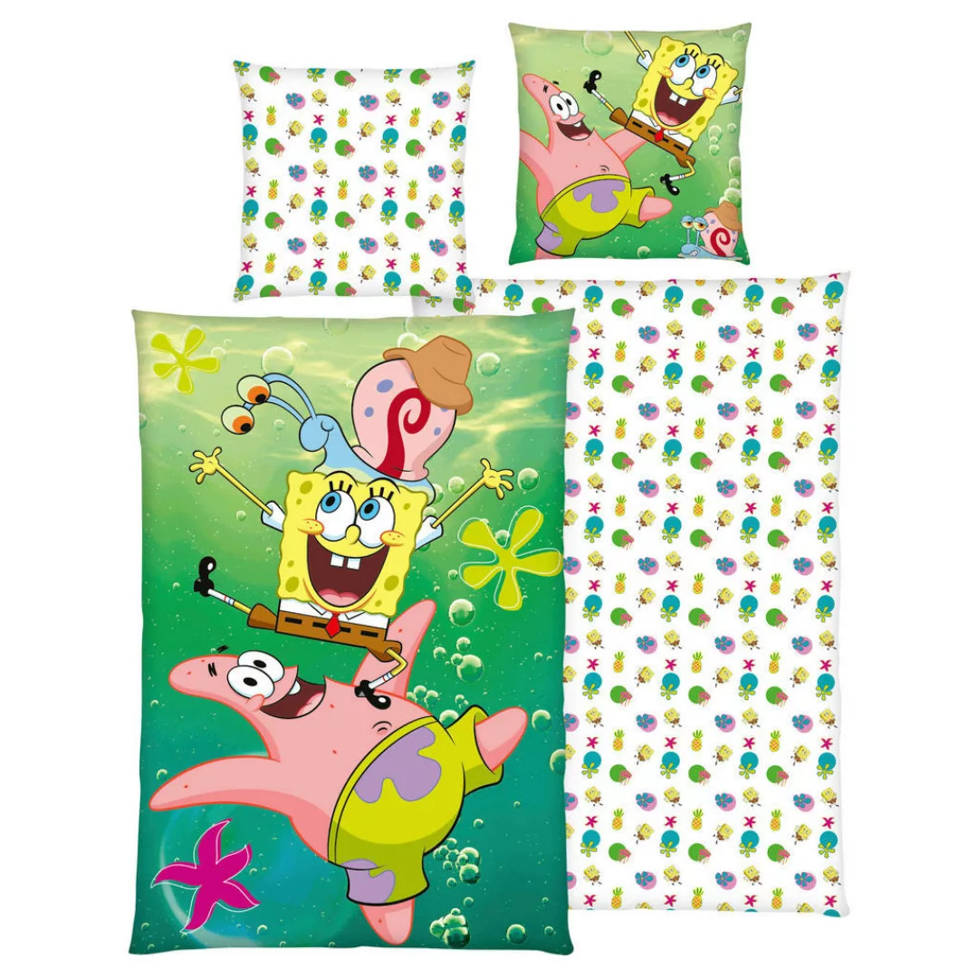 Baumwoll Wende Bettwäsche SpongeBob Renforce Multi Baumwolle B/L: ca. 135x2 günstig online kaufen