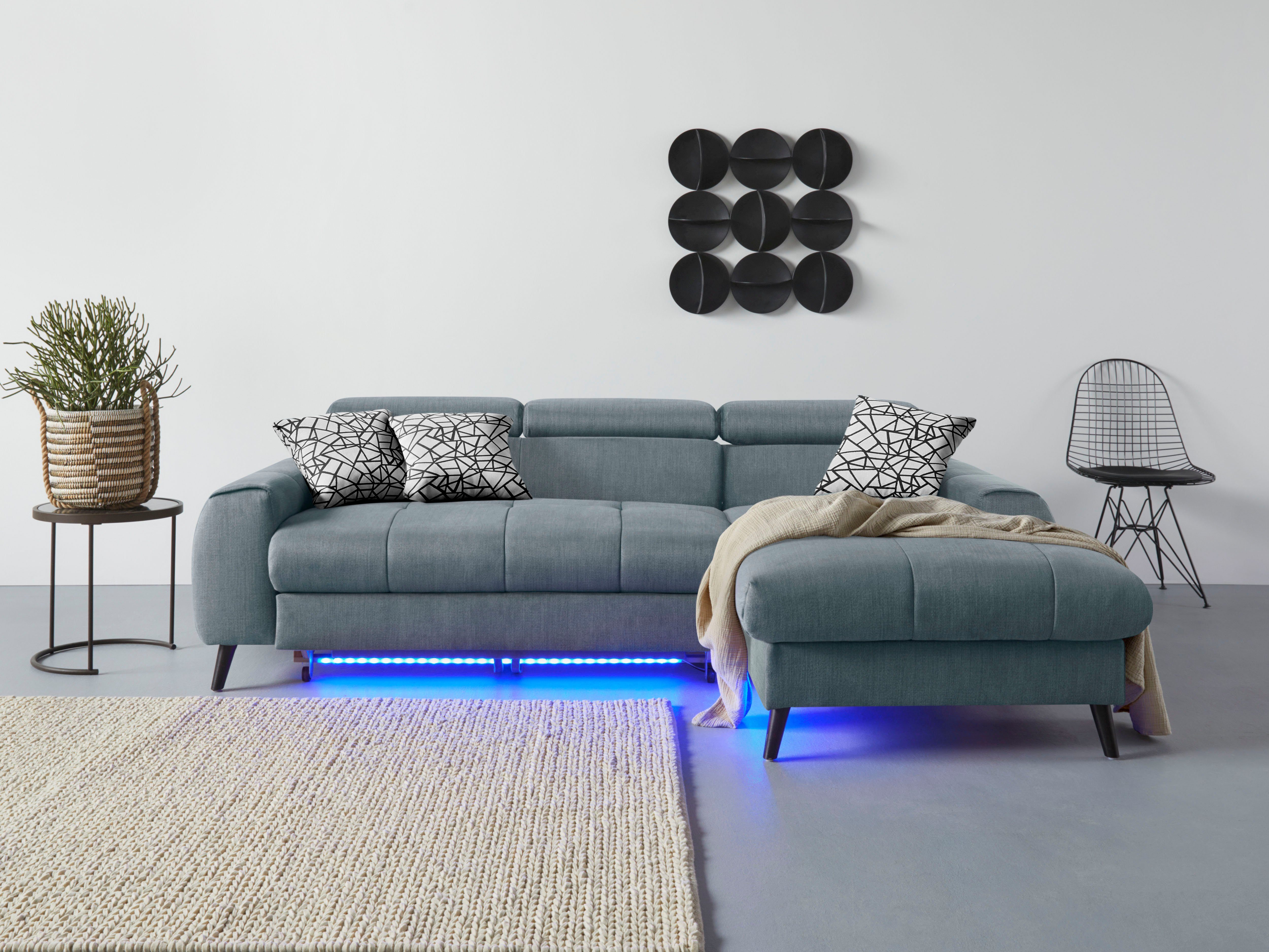 COTTA Ecksofa "Mia L-Form mit 3 Zierkissen", wahlweise mit Bettfunktion, Be günstig online kaufen