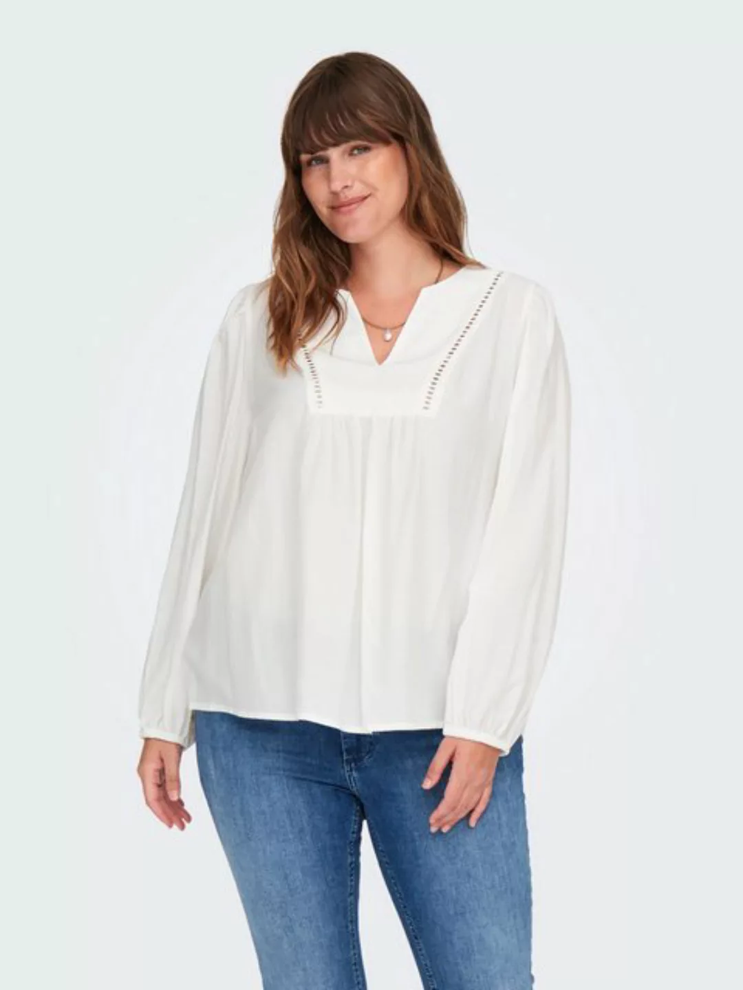 ONLY CARMAKOMA Blusenshirt Bluse Plus Size V-Ausschnitt Puffärmel elastisch günstig online kaufen