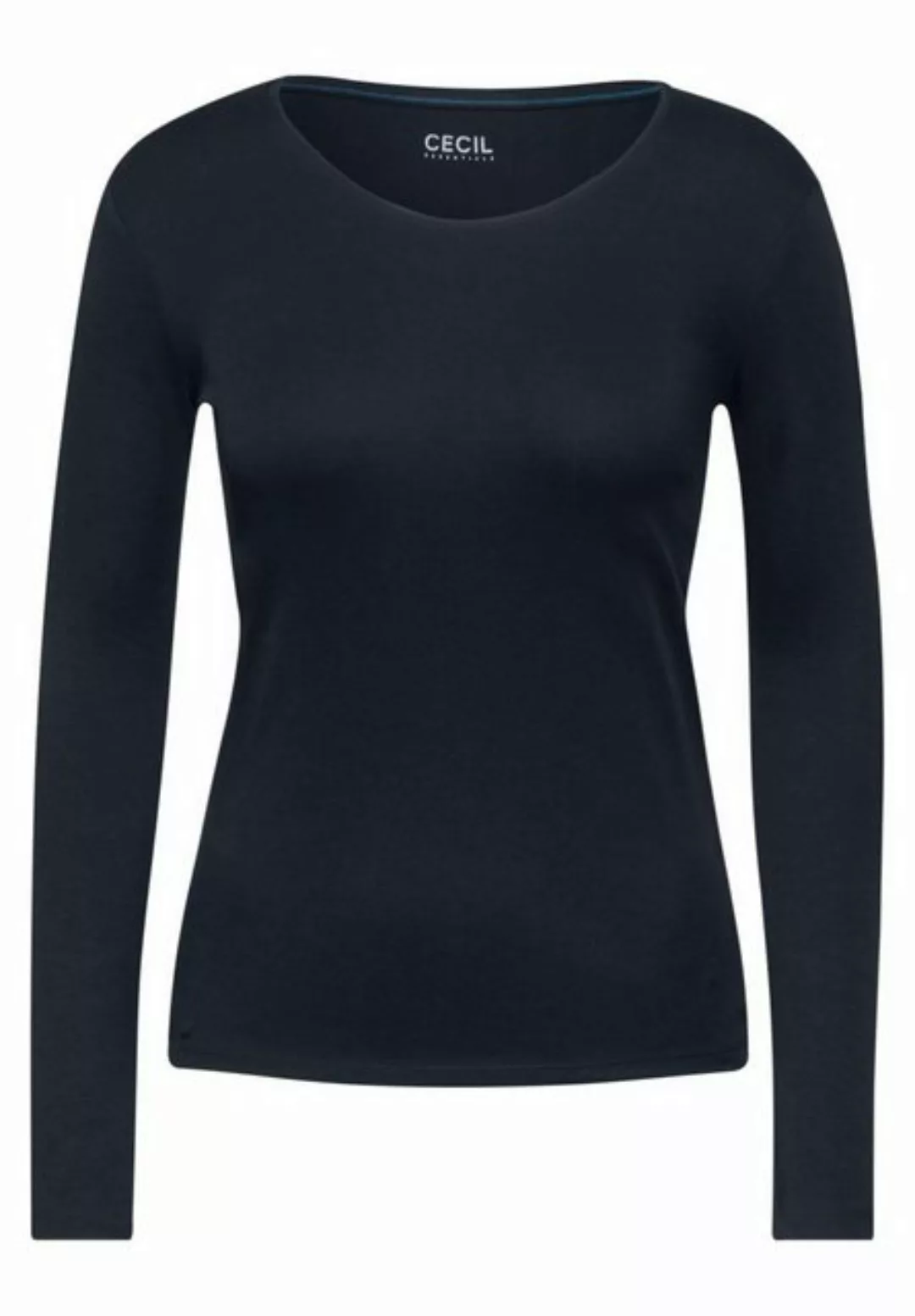 Cecil Langarmshirt Cecil Basic Shirt Pia in Universal Blue (1-tlg) Nicht Vo günstig online kaufen