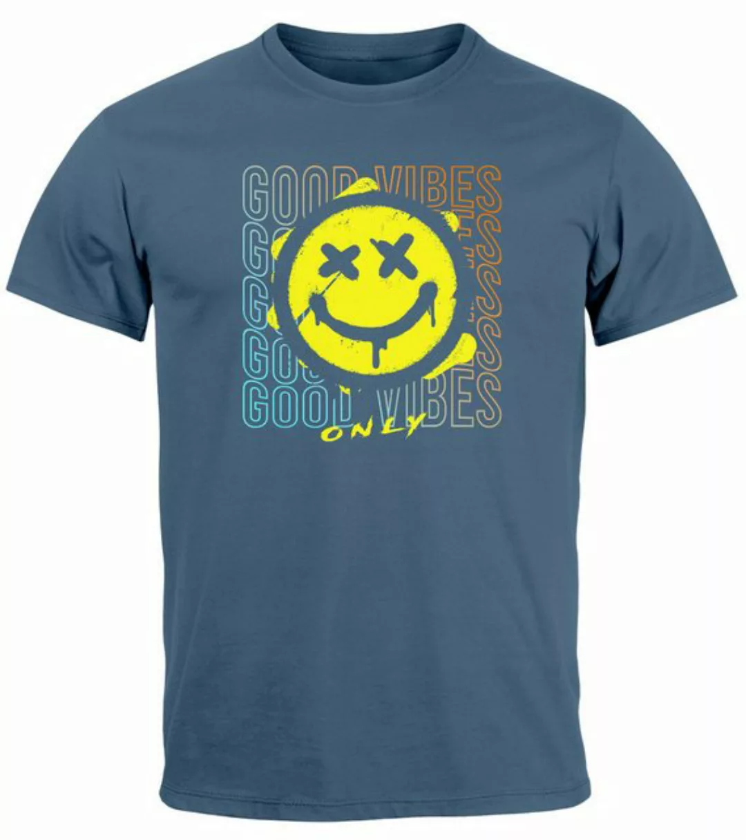 Neverless Print-Shirt Herren T-Shirt Smiling Face Good Vibes Print Aufdruck günstig online kaufen