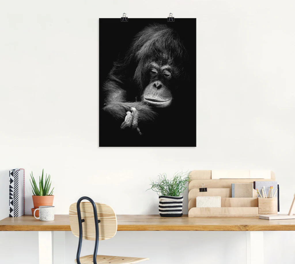 Artland Poster "Der nachdenkliche Orang Utan", Affenbilder, (1 St.), als Al günstig online kaufen