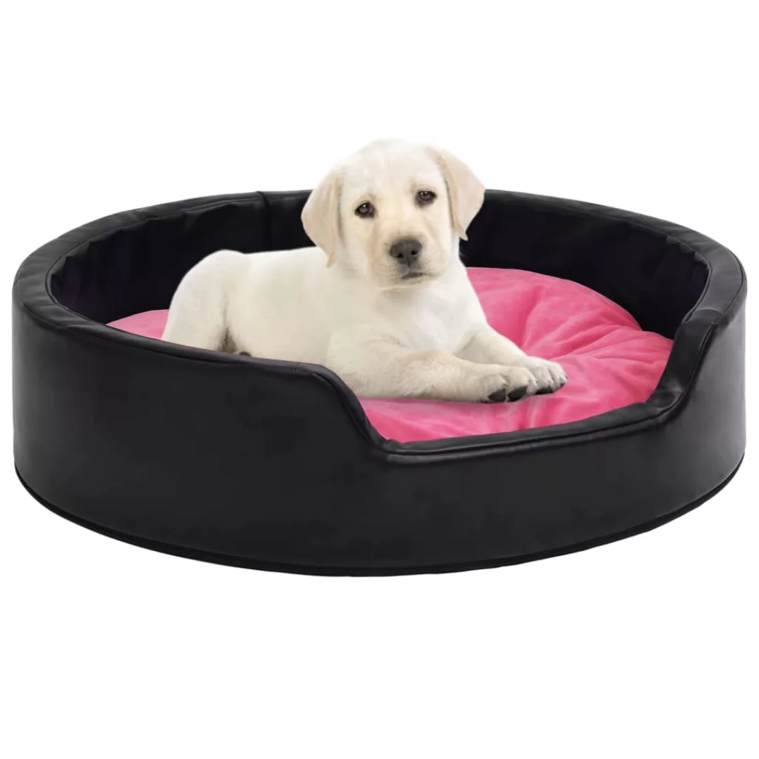 Hundebett Schwarz-pink 99x89x21 Cm Plüsch Und Kunstleder günstig online kaufen