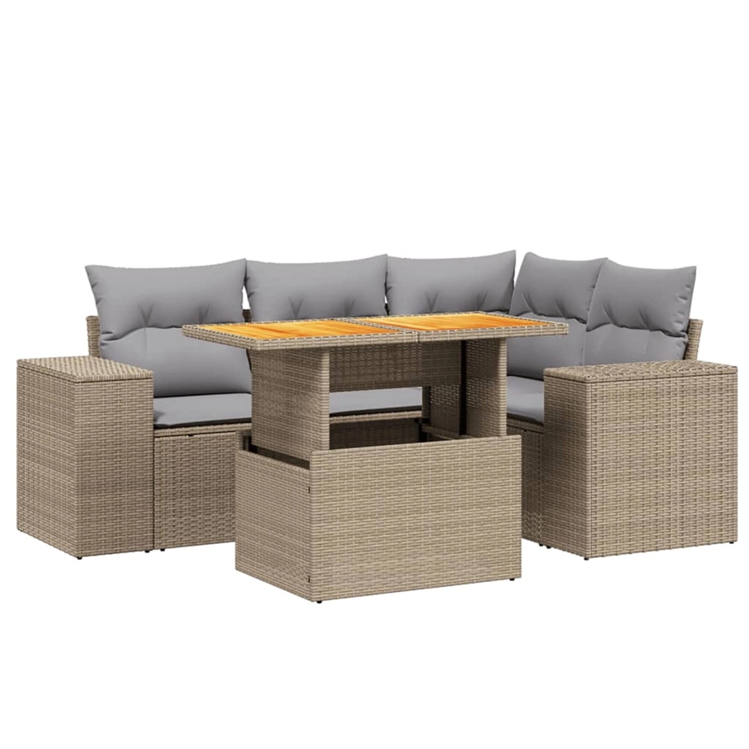 vidaXL 5-tlg Garten-Sofagarnitur mit Kissen Beige Poly Rattan Modell 200 günstig online kaufen