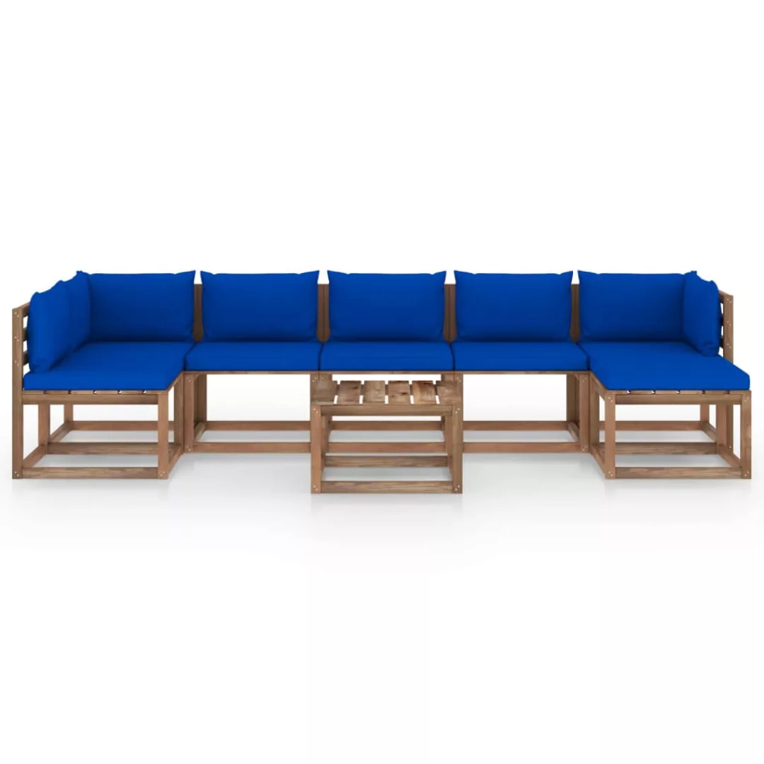 8-tlg. Garten-lounge-set Mit Blauen Kissen günstig online kaufen