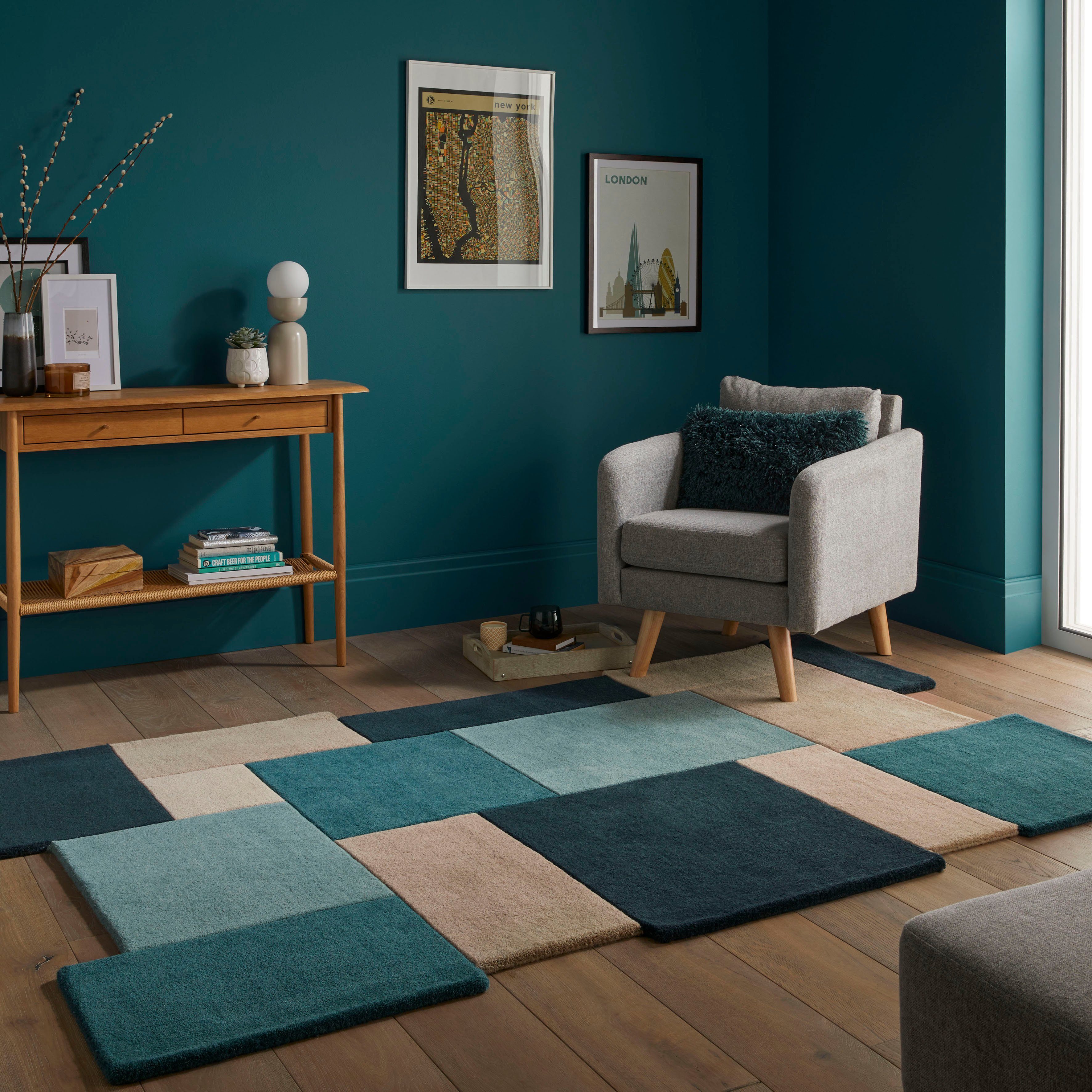 FLAIR RUGS Wollteppich »Abstract Collage«, rechteckig, 11 mm Höhe, 100% Wol günstig online kaufen