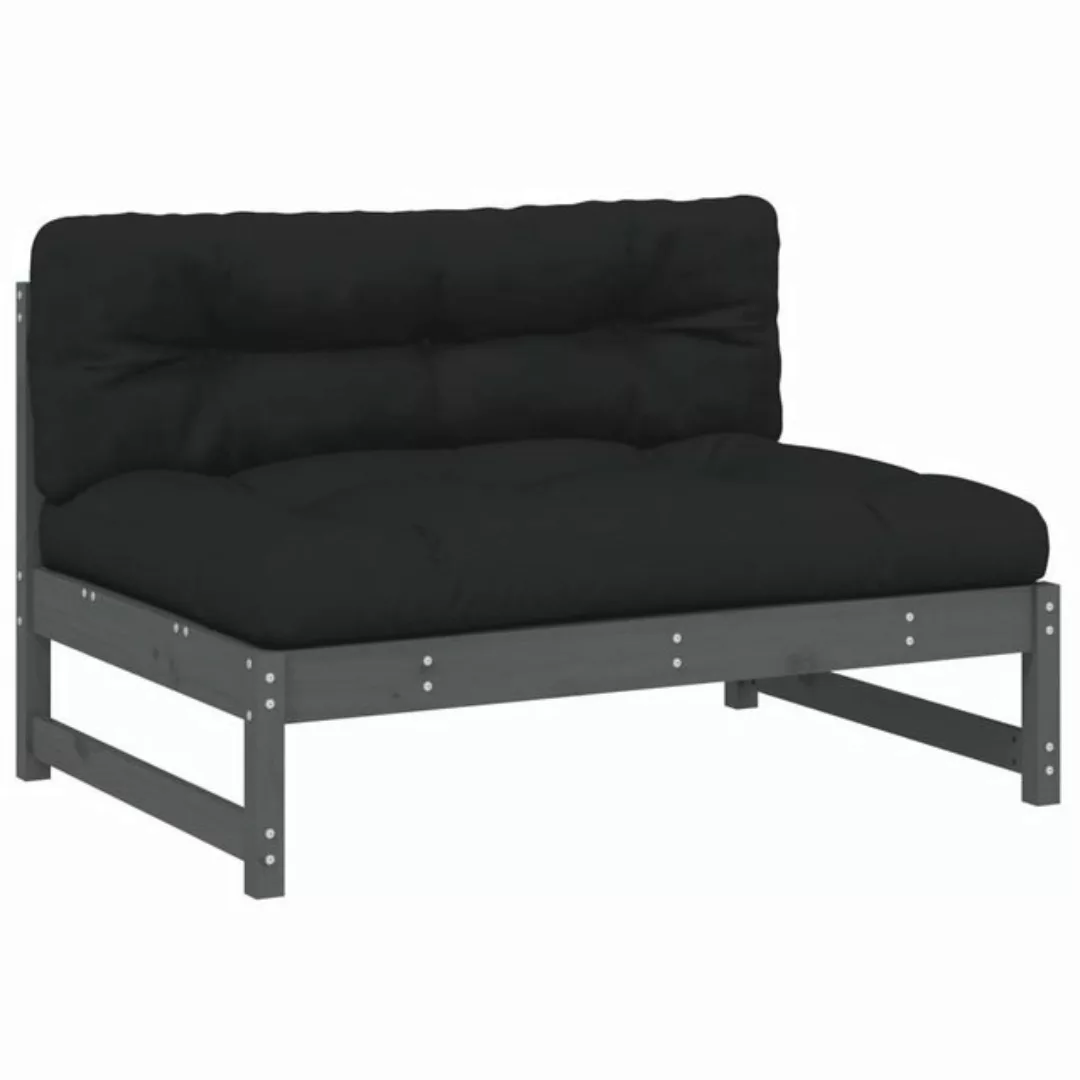 vidaXL Loungesofa Mittelsofa Grau 120x80 cm Massivholz Kiefer, 1 Teile günstig online kaufen