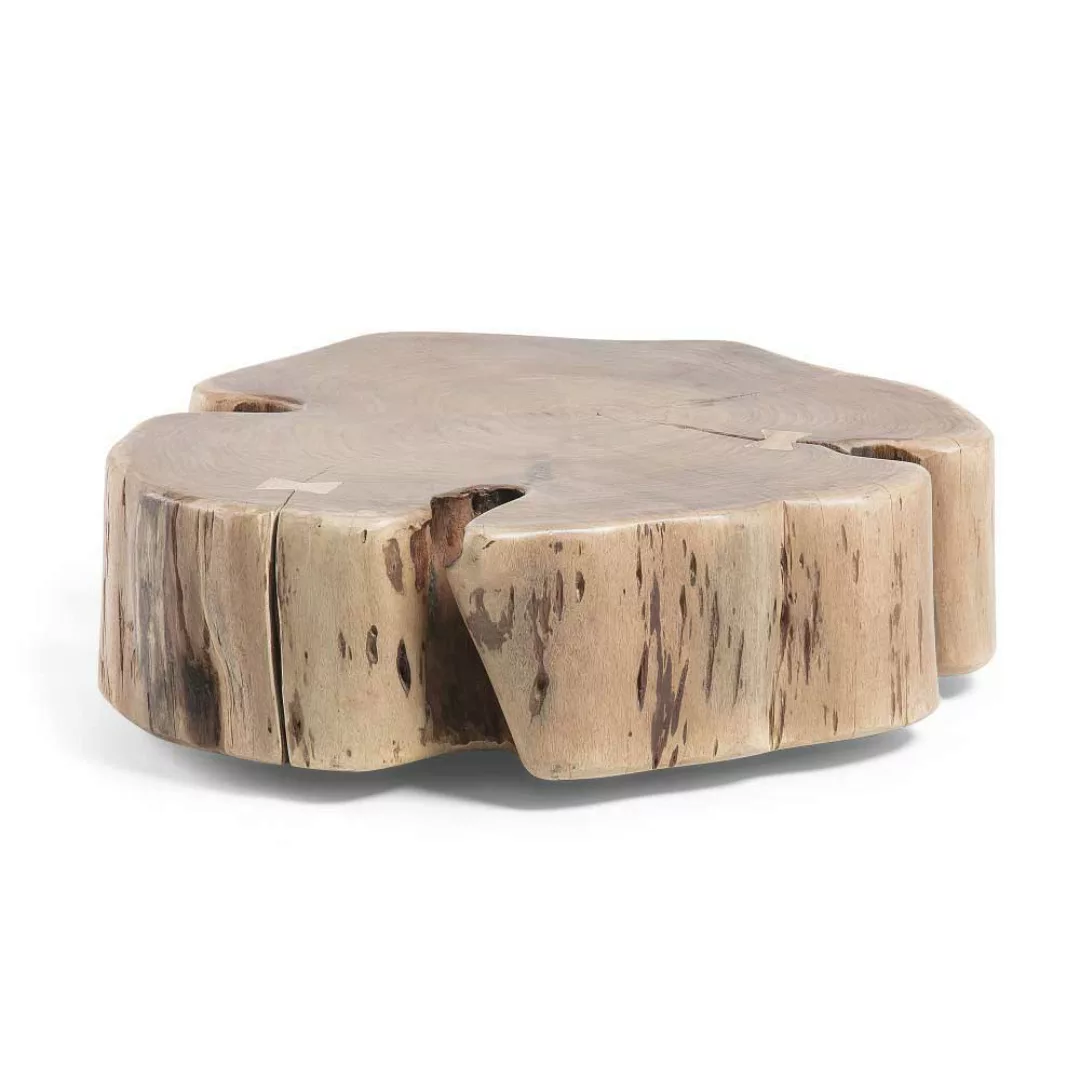 Rollbarer Couchtisch mit Baumscheibe Akazie Massivholz günstig online kaufen