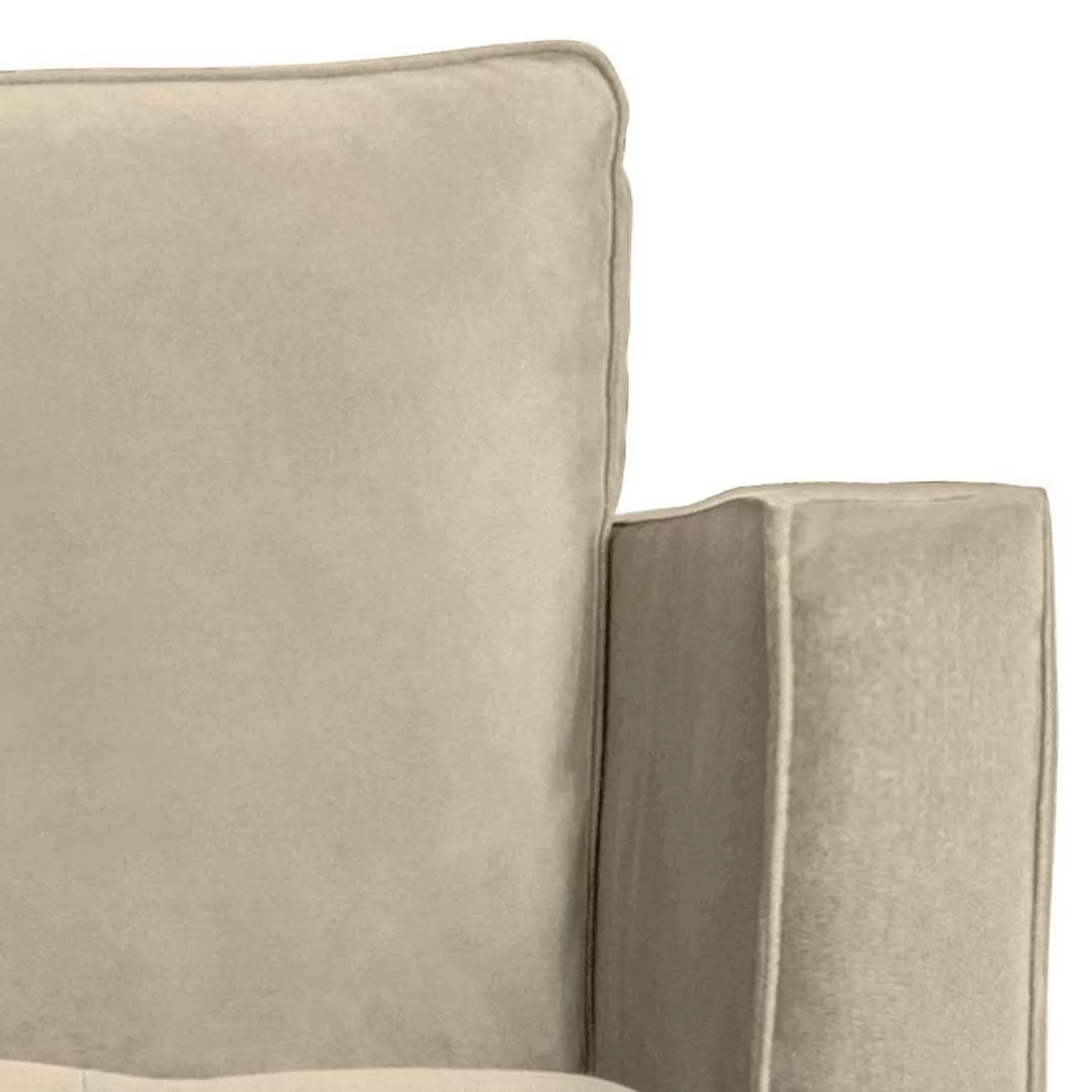 Retro Lounge Sessel Samt in hell Khaki Vierfußgestell aus Metall günstig online kaufen