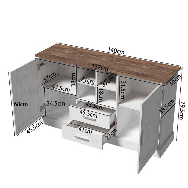 Furnishings Home Beistellschrank Holzschrank + 8 Fächer + 2 Schubladen (Set günstig online kaufen