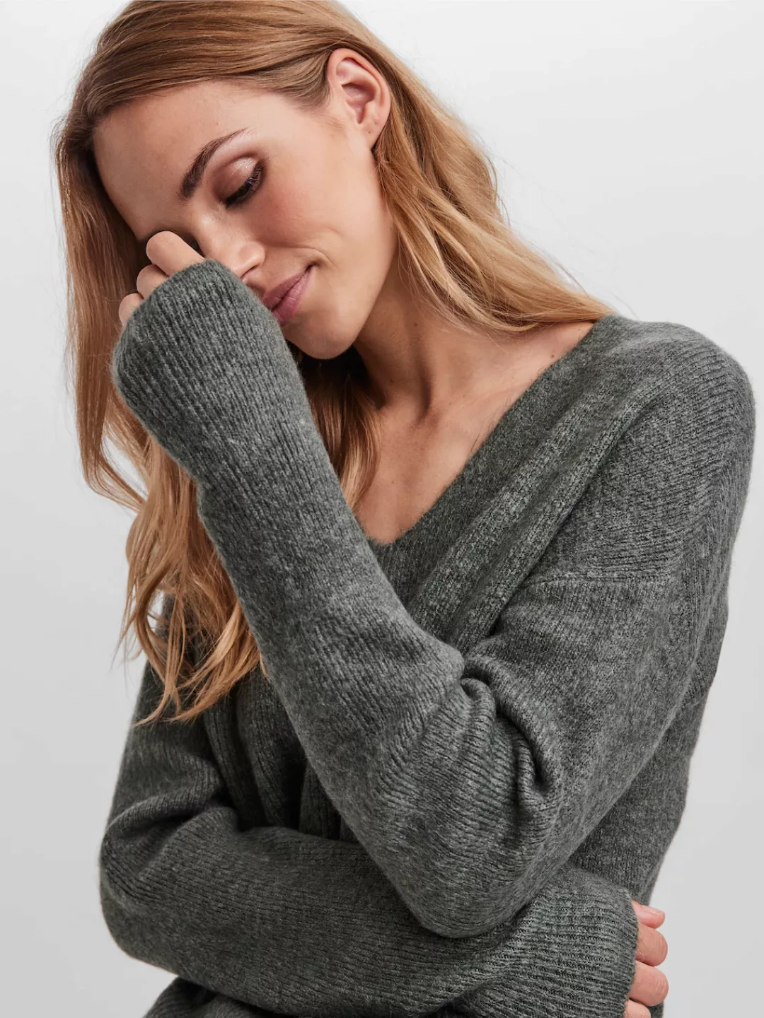 Vero Moda V-Ausschnitt-Pullover "VMCREWLEFILE LS V-NECK BLOUSE NOOS" günstig online kaufen