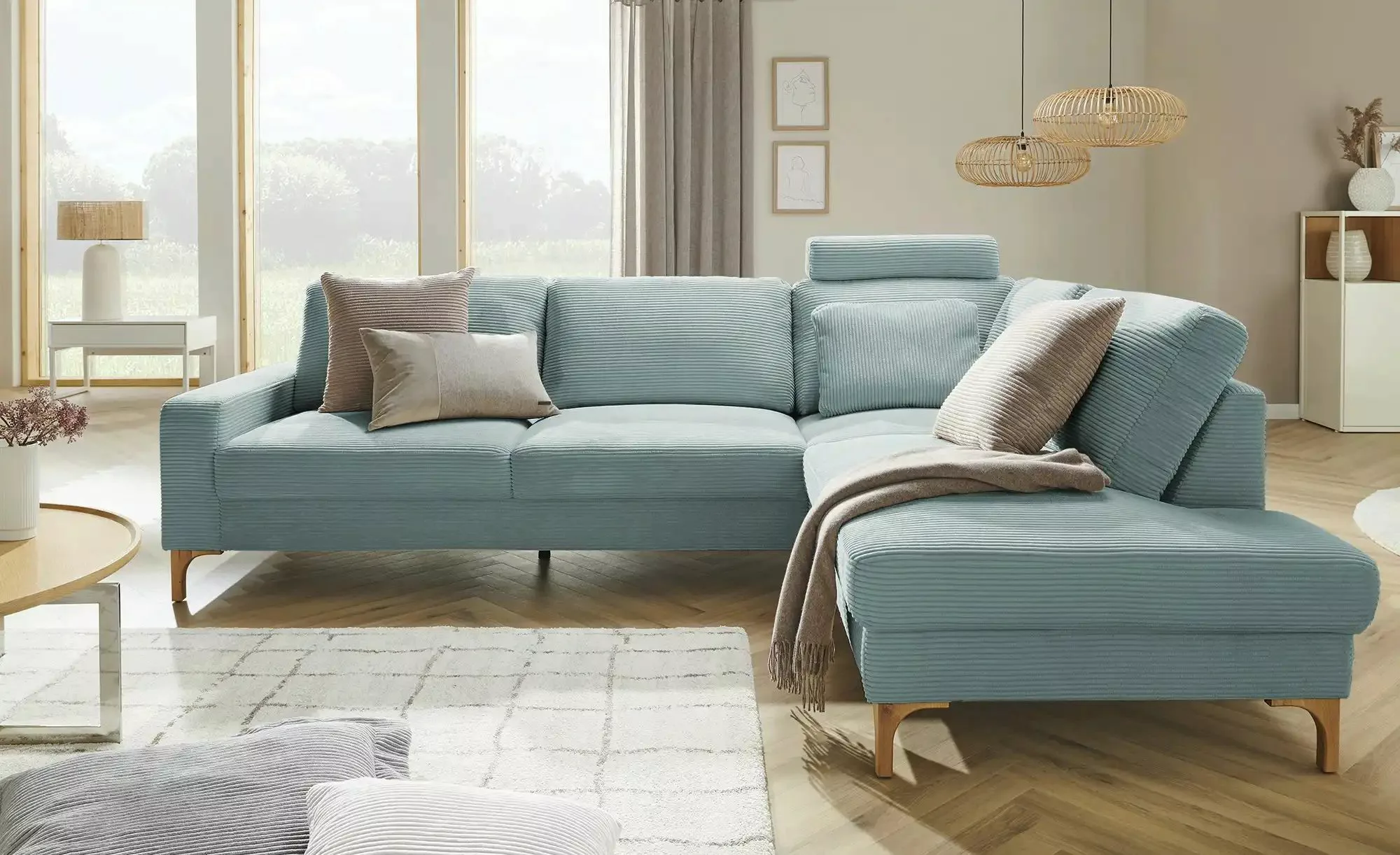 Gray & Jones Cord-Sofa  Capa ¦ blau ¦ Maße (cm): B: 276 H: 86 T: 200.0 Pols günstig online kaufen