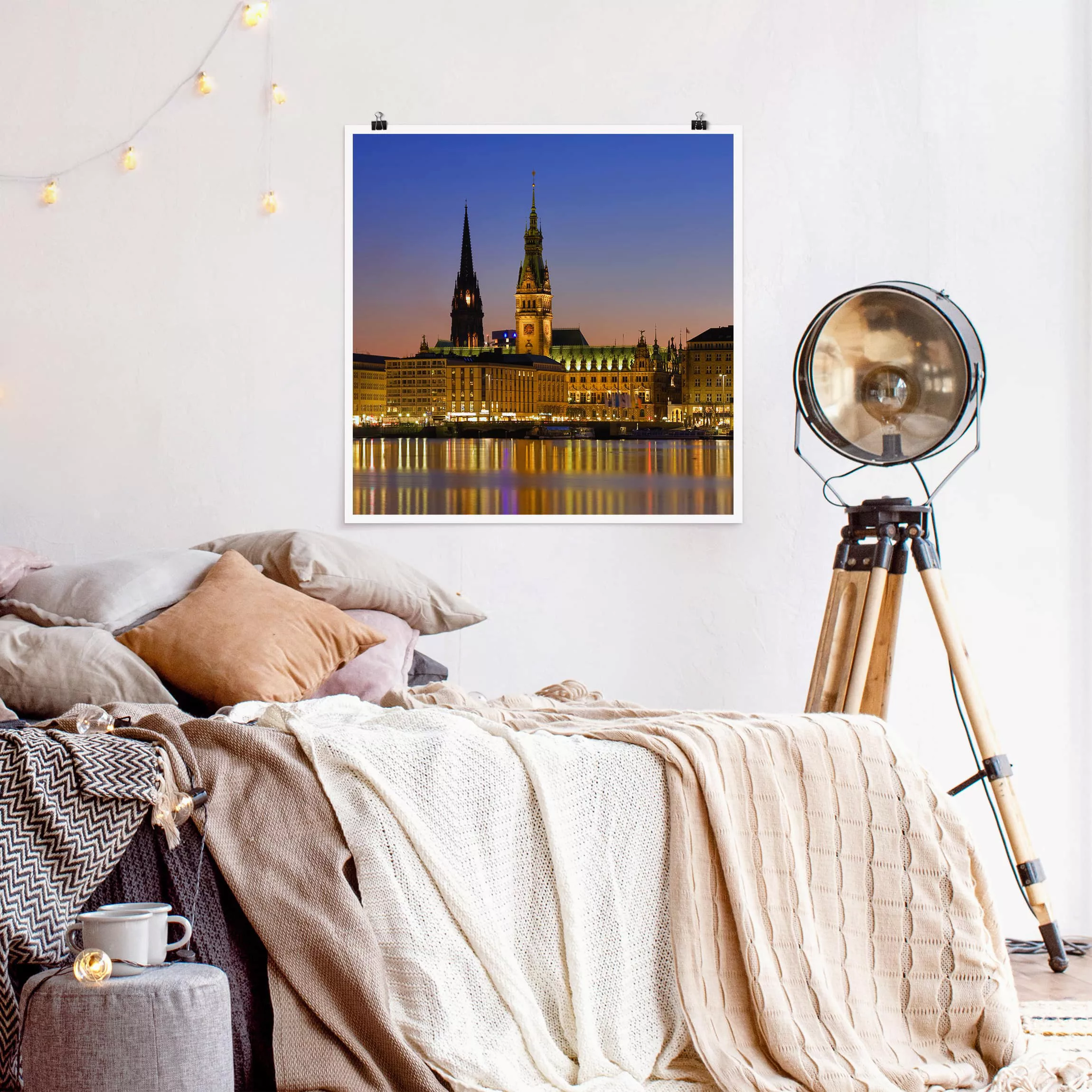 Poster Architektur & Skyline - Quadrat Hamburger Panorama günstig online kaufen