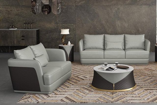 JVmoebel Sofa Graue Sofagarnitur 3+2 Sitzer Wohnlandschaft Neue Polstergarn günstig online kaufen