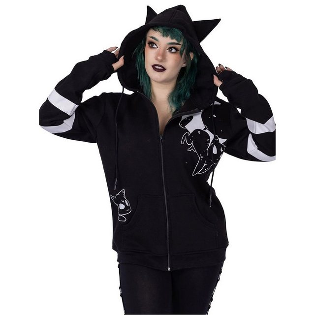 Heartless Kapuzensweatshirt Kapuzenjacke Moon Cats Hood Gothic Kitty Katzen günstig online kaufen