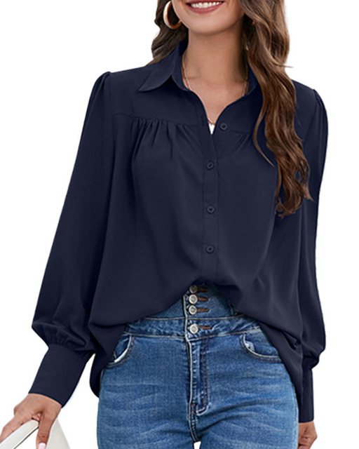 Orient Phoenix Langarmshirt Damen Hemden übergroße Laterne Blusen einfarbig günstig online kaufen
