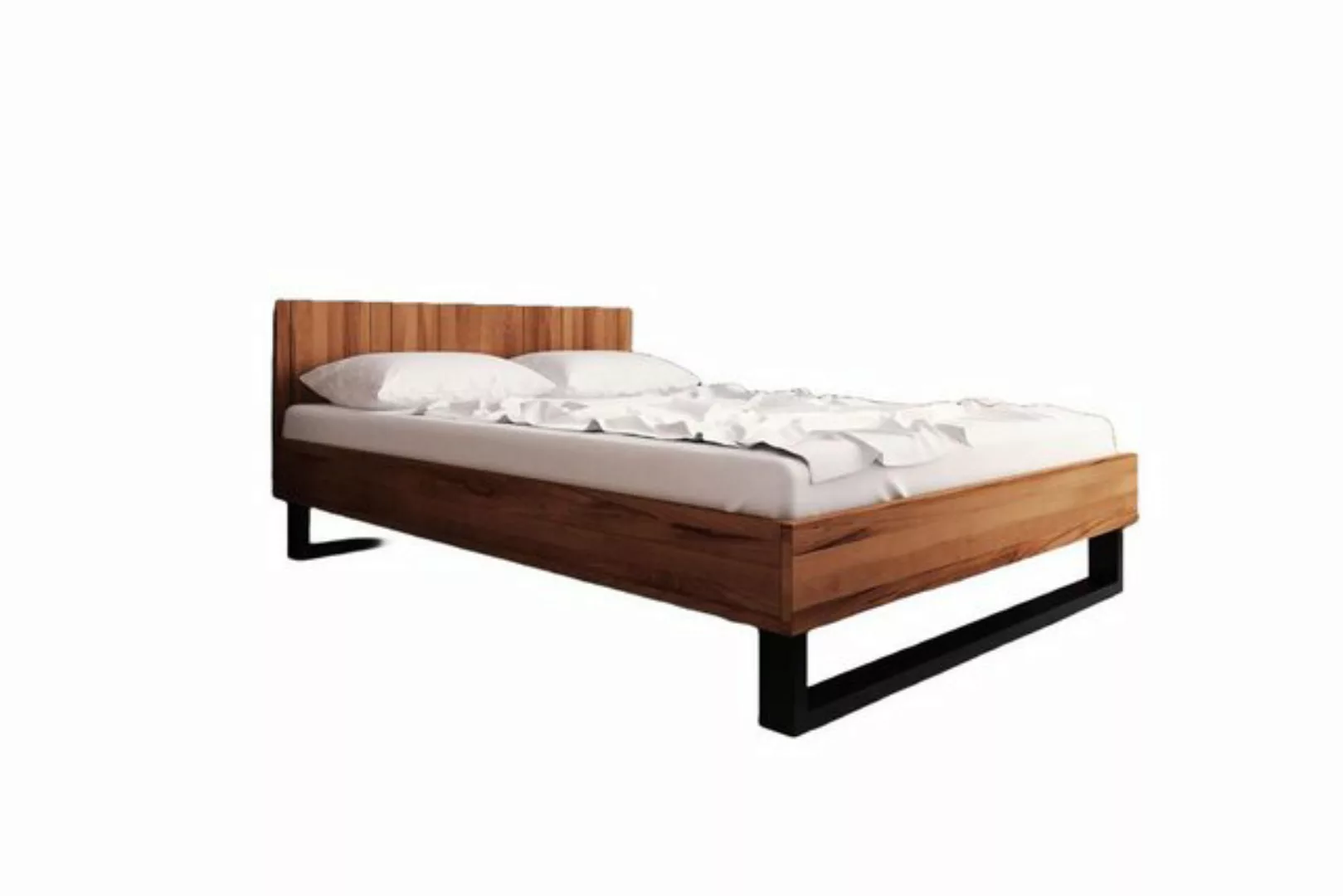 Natur24 Einzelbett Bett Leeds Kernbuche massiv 160x200cm mit Holzkopfteil u günstig online kaufen