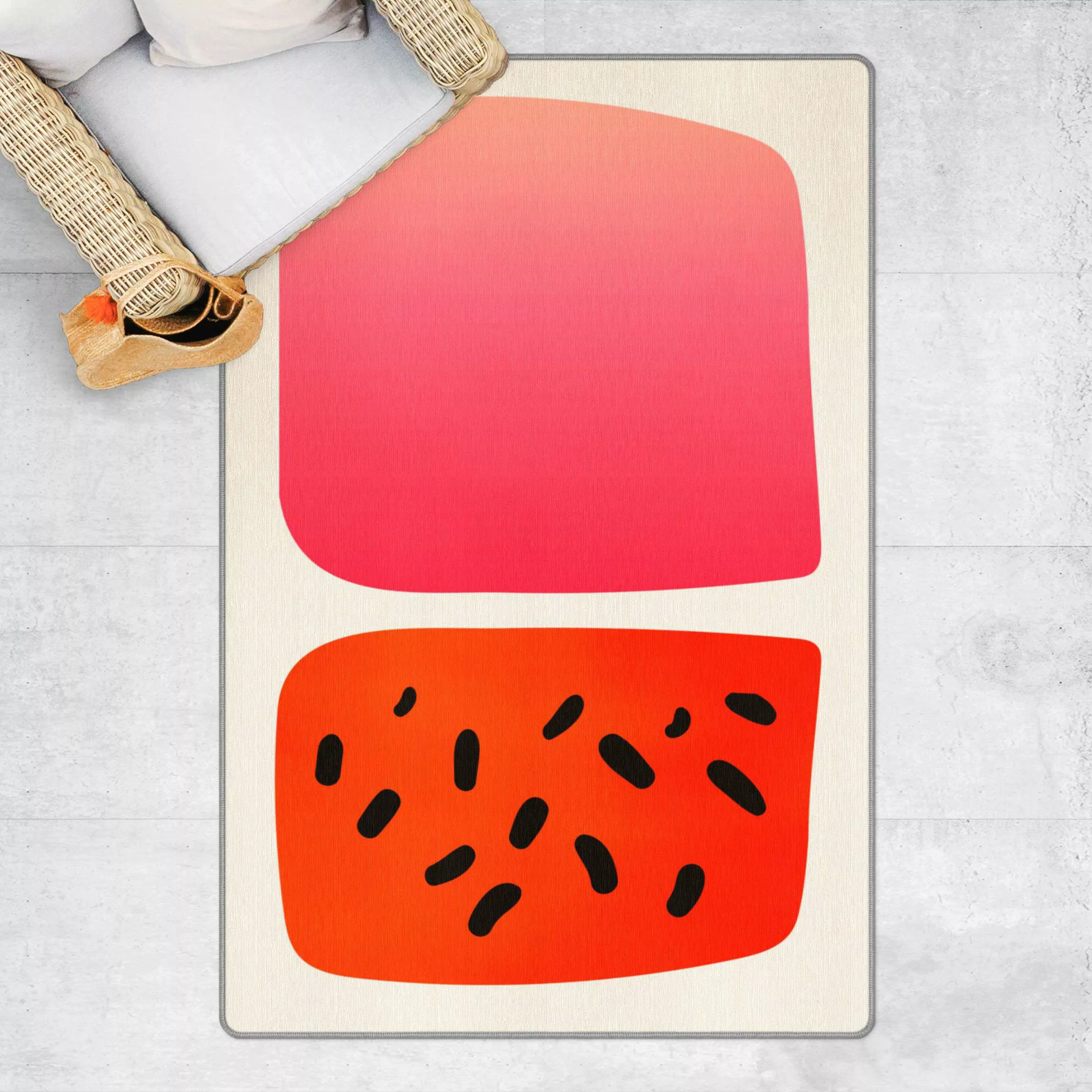 Teppich Abstrakte Formen - Melone und Rosa günstig online kaufen