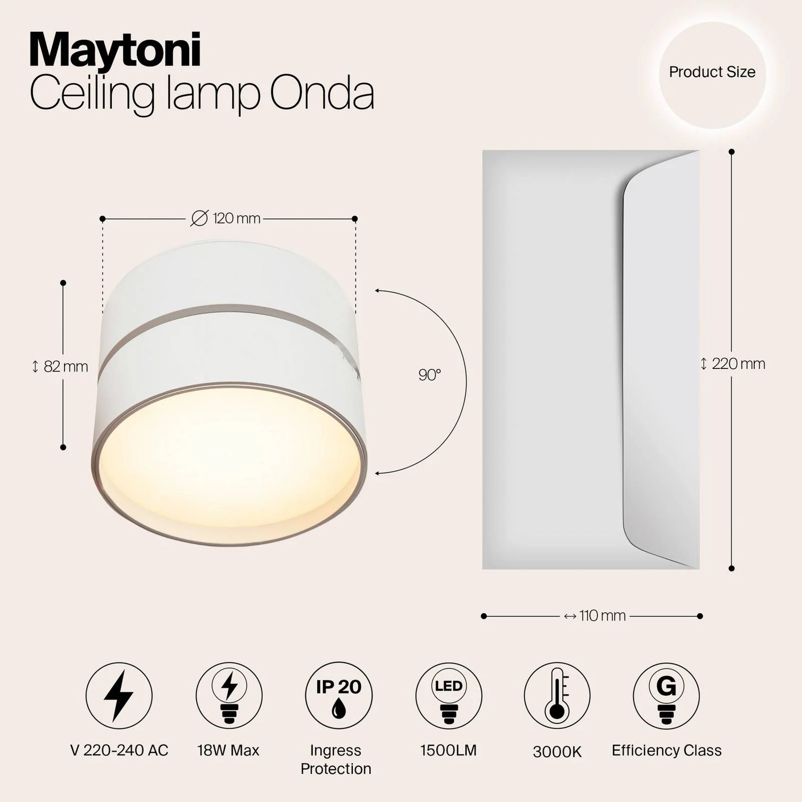 Maytoni LED-Deckenleuchte Onda, Ø 12 cm, 3.000K, 19W, weiß günstig online kaufen