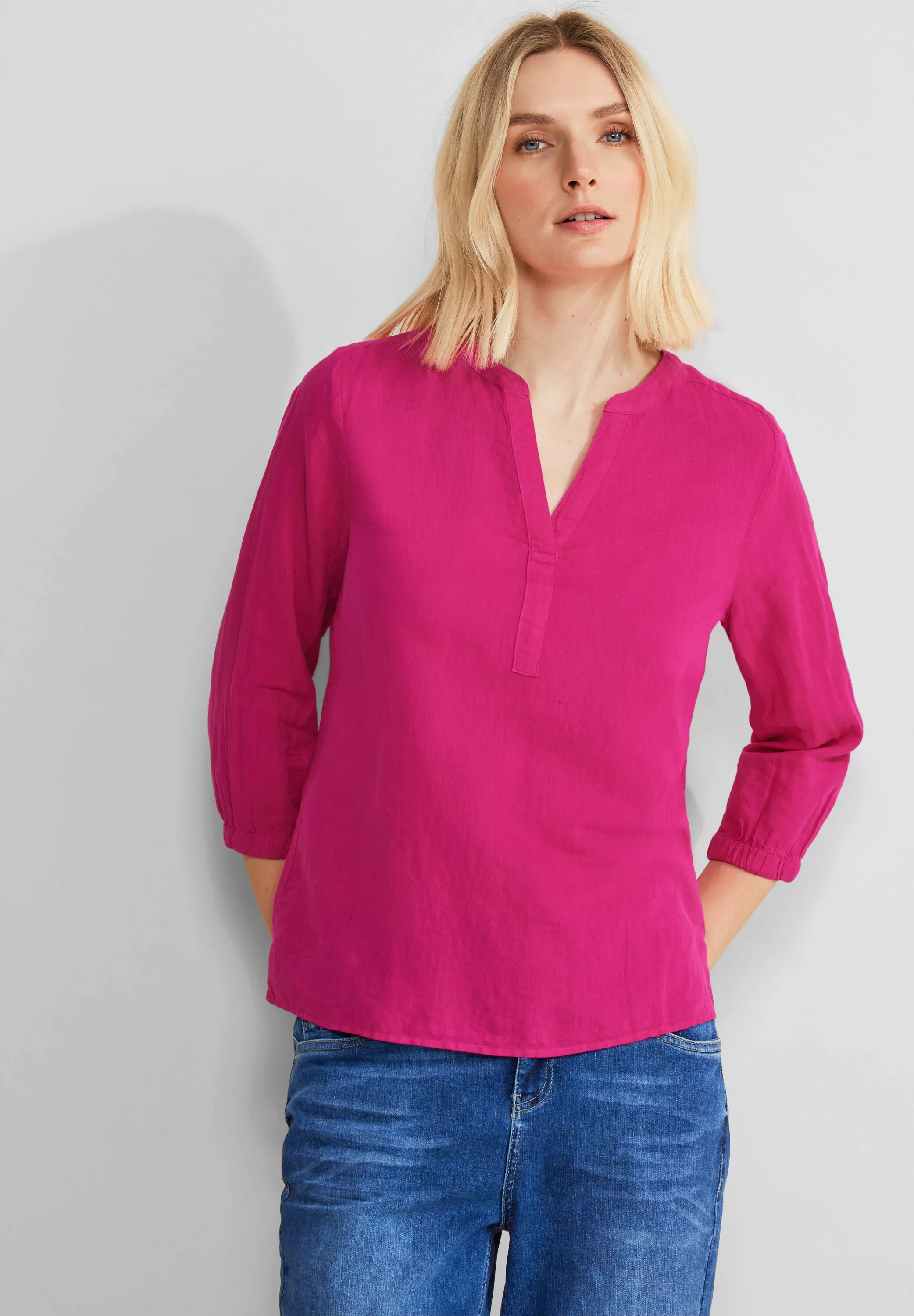 STREET ONE Chiffonbluse mit geschlitztem Rundhalsausschnitt günstig online kaufen