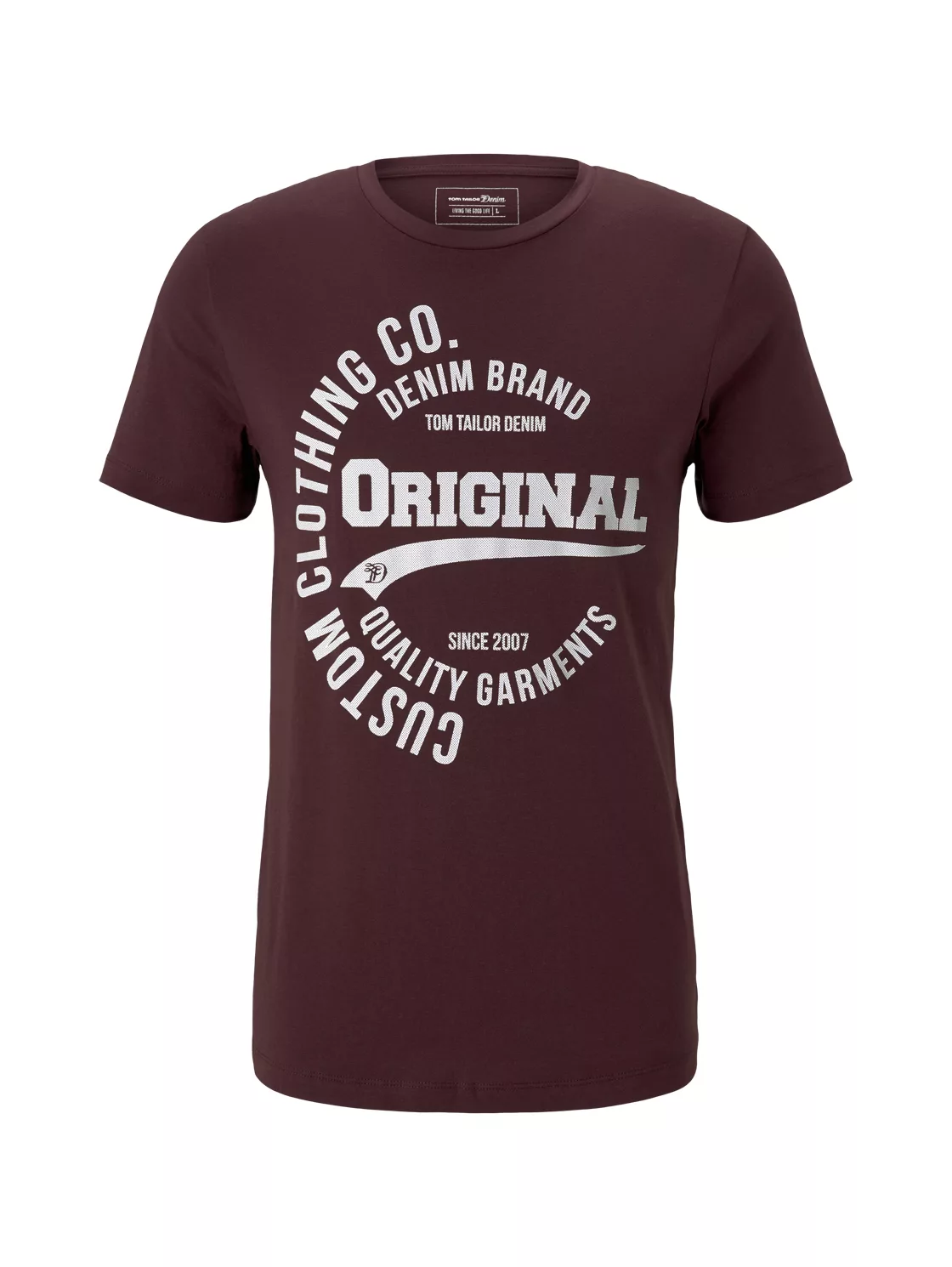 Tom Tailor Denim Herren Rundhals T-Shirt 100% Baumwolle mit Frontprint S M günstig online kaufen