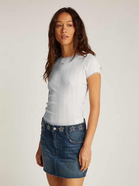 Tommy Jeans T-Shirt TJW SLIM POINTELLE RIB TEE mit Lochmuster günstig online kaufen