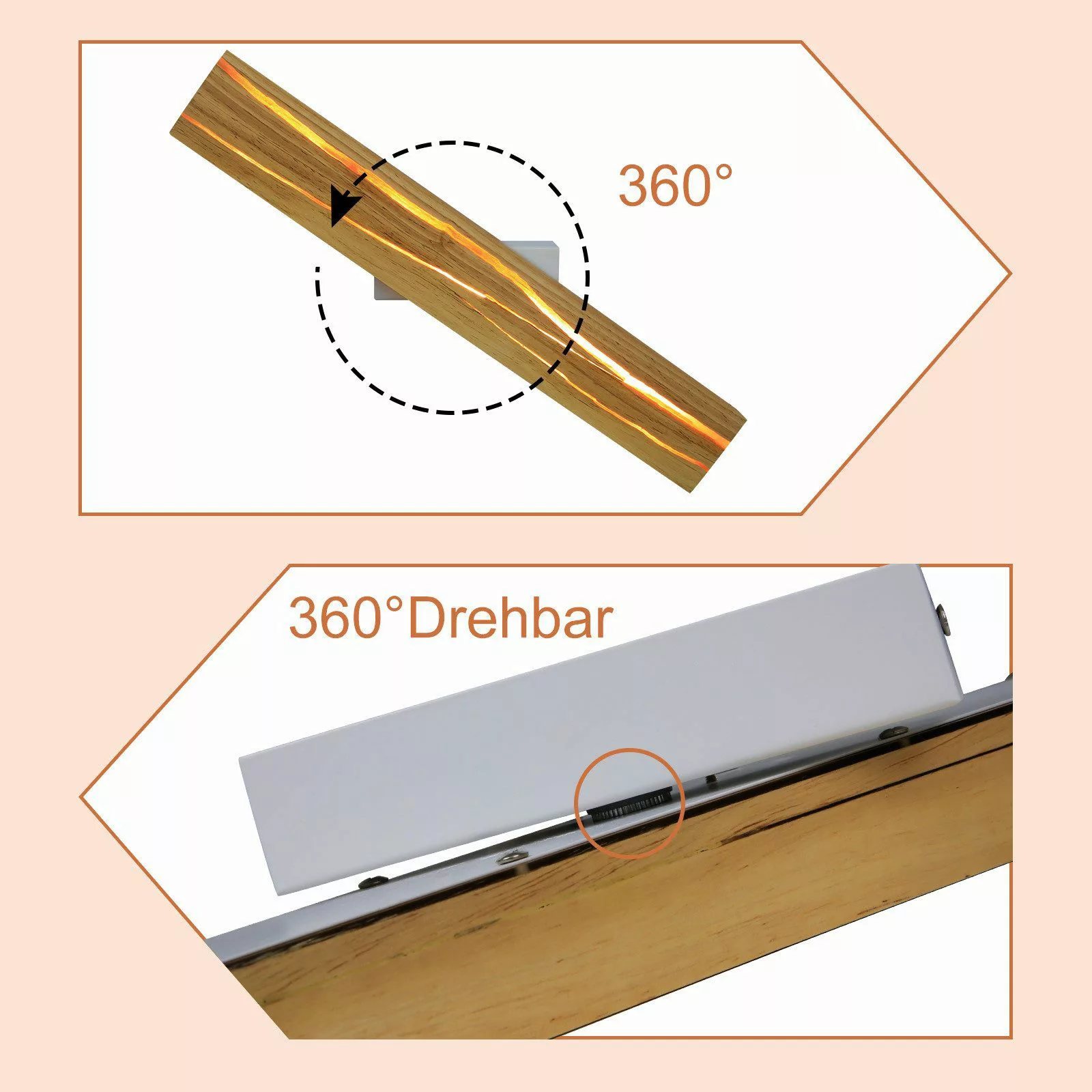 Nettlife Wandleuchte Innen Holz 50CM 8W günstig online kaufen