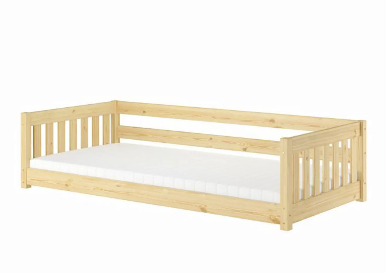 ERST-HOLZ Bett Niederflurbett für Kinder mit Sicherung 90x200 Kiefer massiv günstig online kaufen