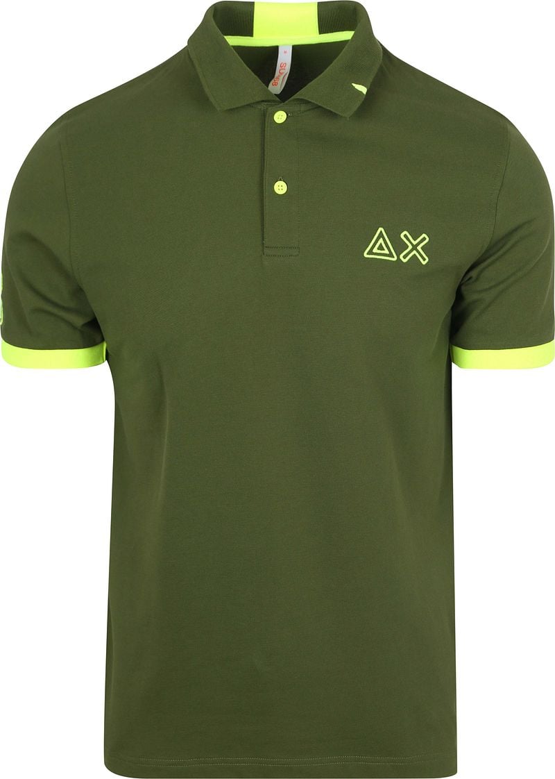 Sun68 Poloshirt Logo Fluo Army Grün - Größe M günstig online kaufen