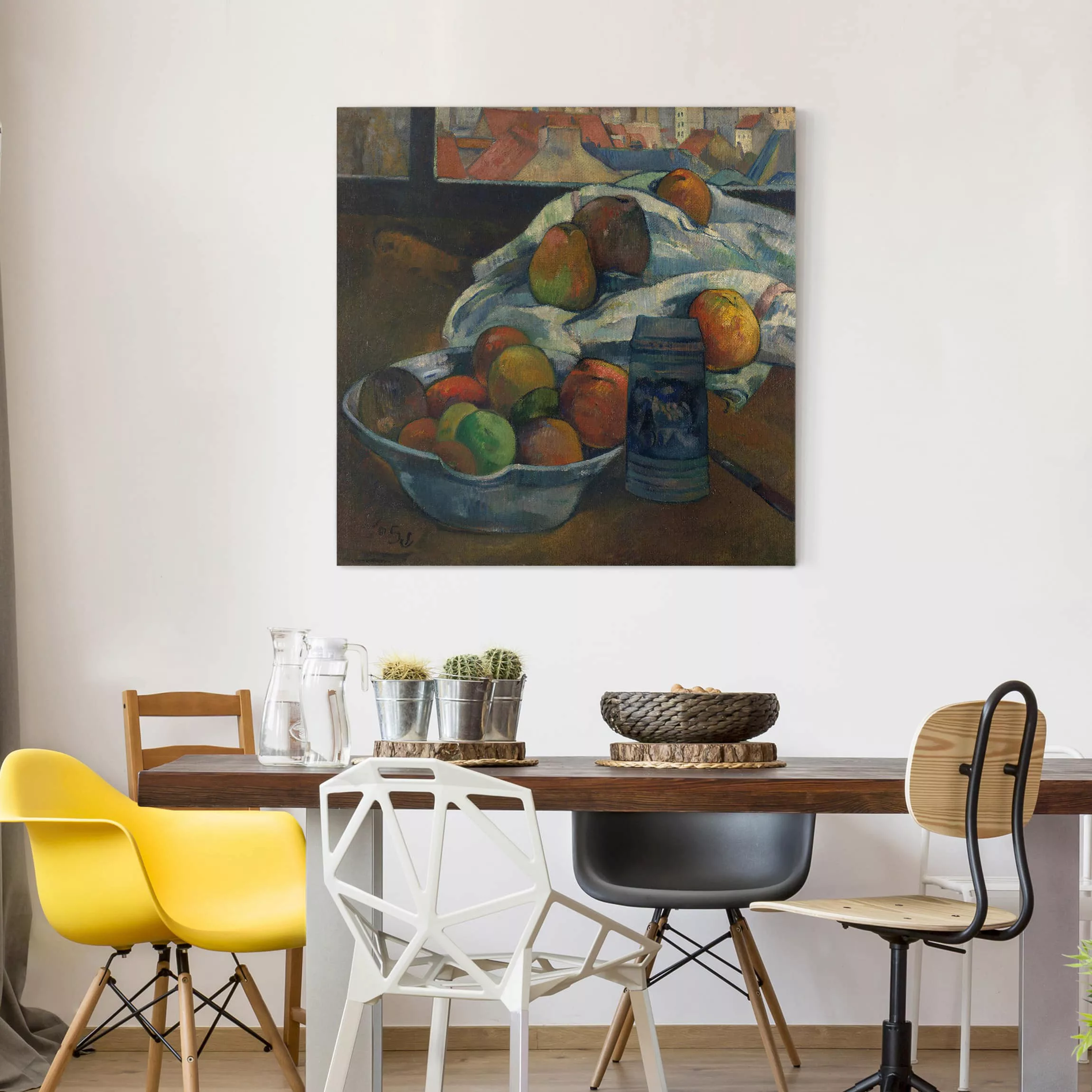 Leinwandbild Kunstdruck - Quadrat Paul Gauguin - Obstschale günstig online kaufen