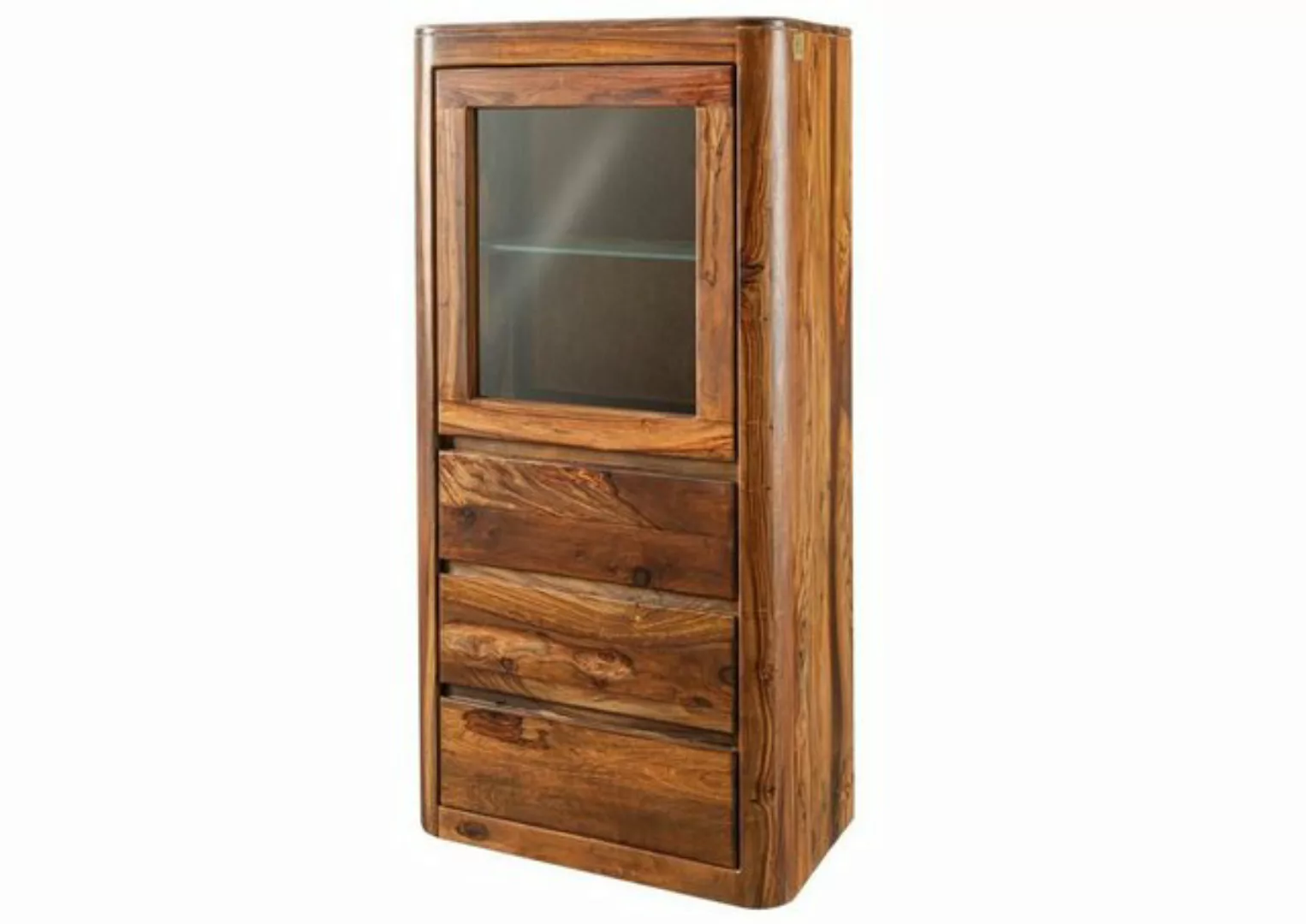 Massivmoebel24 Standvitrine (Vitrine Sheesham 70x40x145 walnuss gewachst TO günstig online kaufen