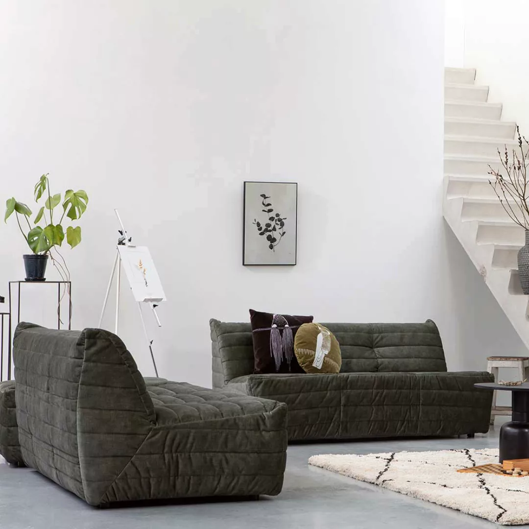 Dreisitzer Sofa in Dunkelgrün Samt 160 cm breit günstig online kaufen