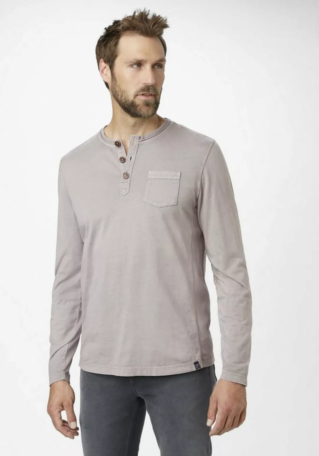 Paddock's Langarmshirt (1-tlg) Henley Langarmshirt mit Knöpfen günstig online kaufen