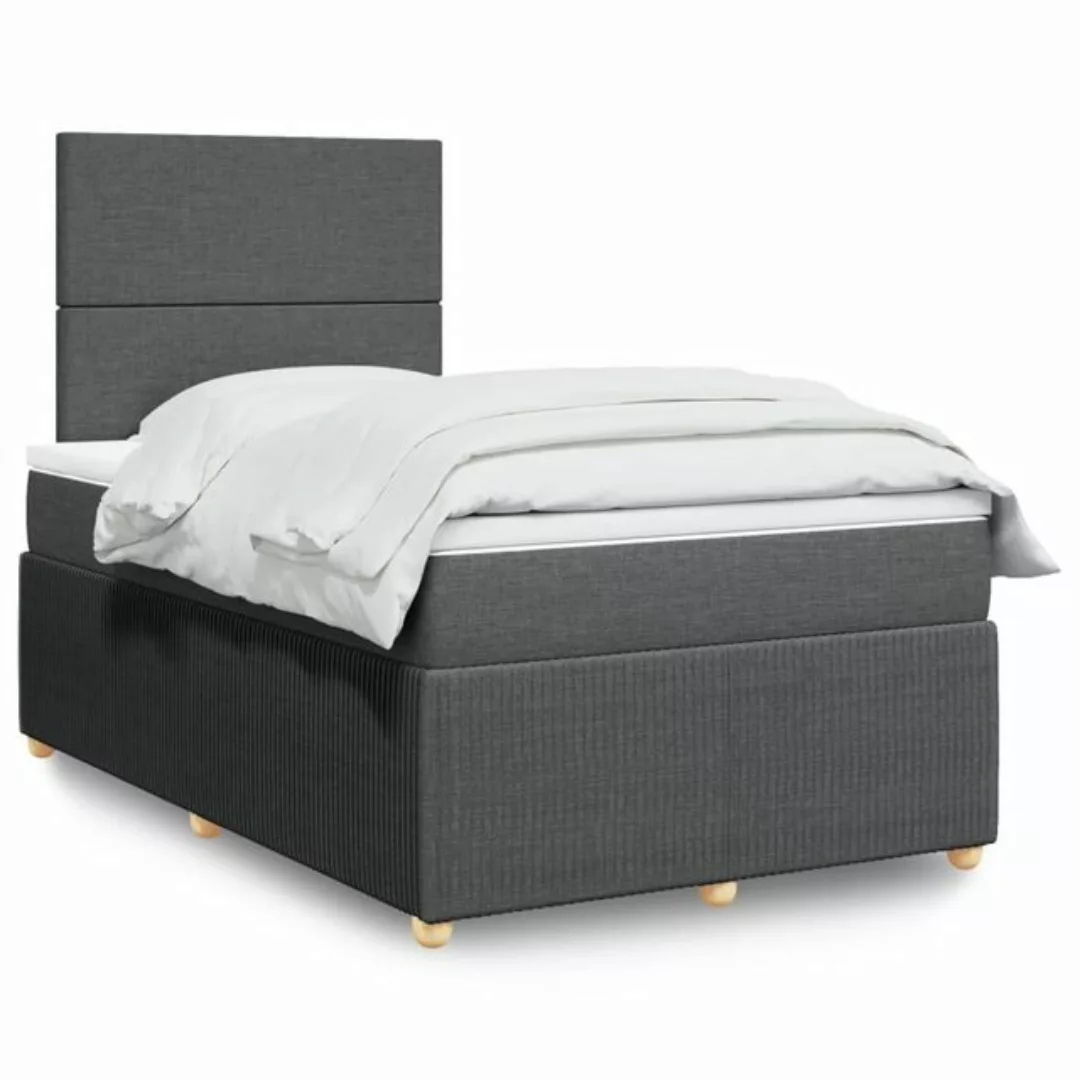 vidaXL Bettgestell Boxspringbett mit Matratze Dunkelgrau 120x200 cm Stoff B günstig online kaufen