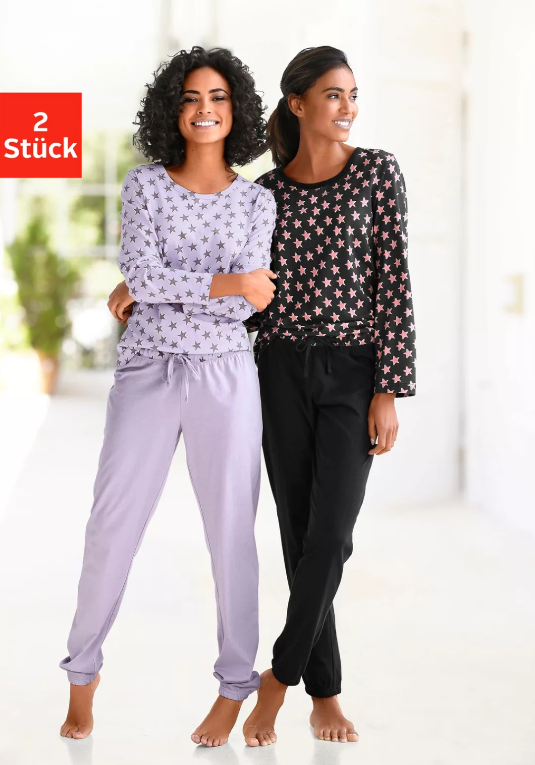 Vivance Dreams Pyjama, (4 tlg., 2 Stück), mit Sternenmuster günstig online kaufen