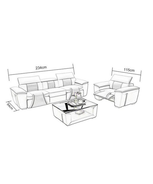 JVmoebel Sofa Multifunktions Couch Relax Sofagarnitur Polster Sofa 3+2+1 Si günstig online kaufen