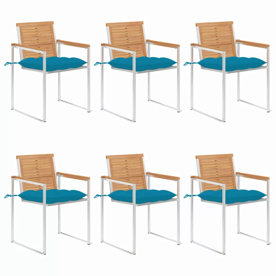 Gartenstühle 6 Stk. Mit Kissen Massivholz Teak günstig online kaufen