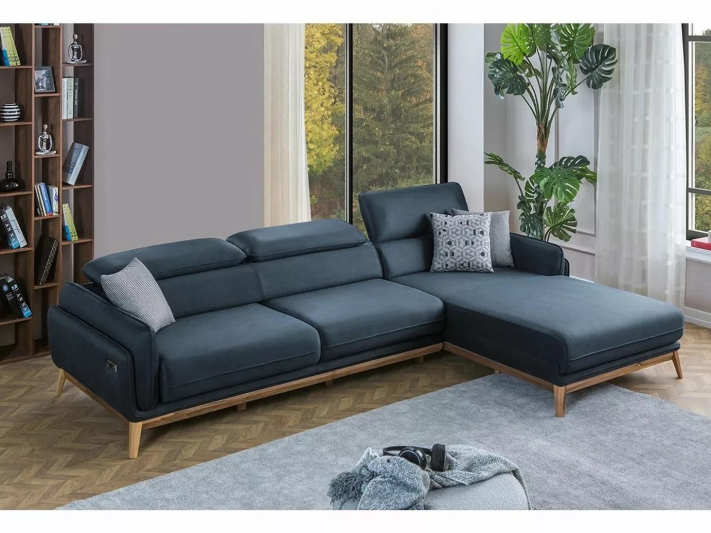 JVmoebel Ecksofa Designer Wohnzimmer Sofas L-Form Polstermöbel Blau Ecksofa günstig online kaufen