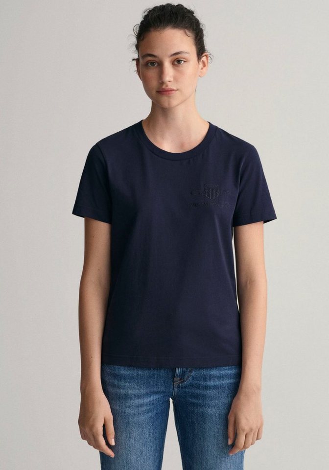 Gant T-Shirt REG TONAL SHIELD KA T-SHIRT mit Zwillingsnähten an den Saumkan günstig online kaufen