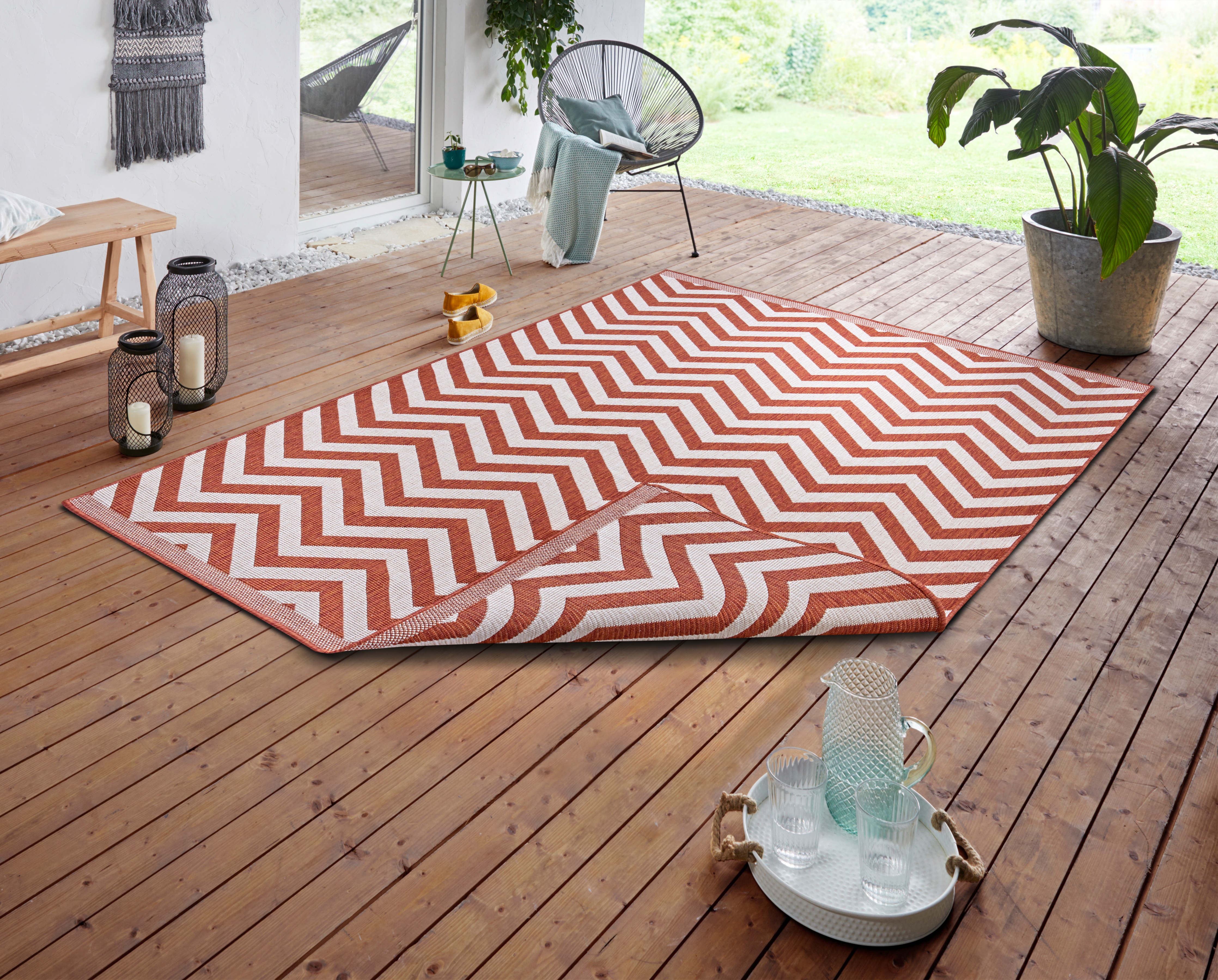 NORTHRUGS Teppich »Palma Wendeteppich«, rechteckig, 5 mm Höhe, In-& Outdoor günstig online kaufen