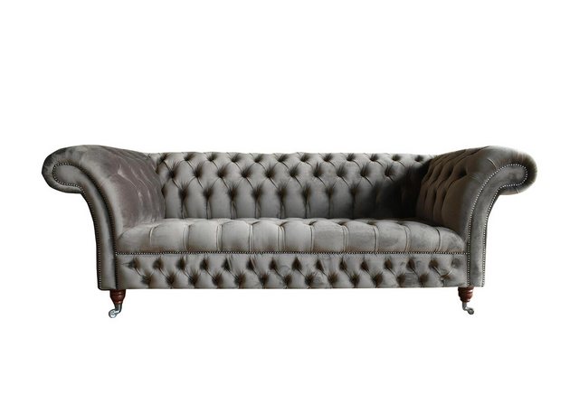 Xlmoebel Sofa Chesterfield 3-Sitzer Stoffsofa in Grau mit modernem Design - günstig online kaufen