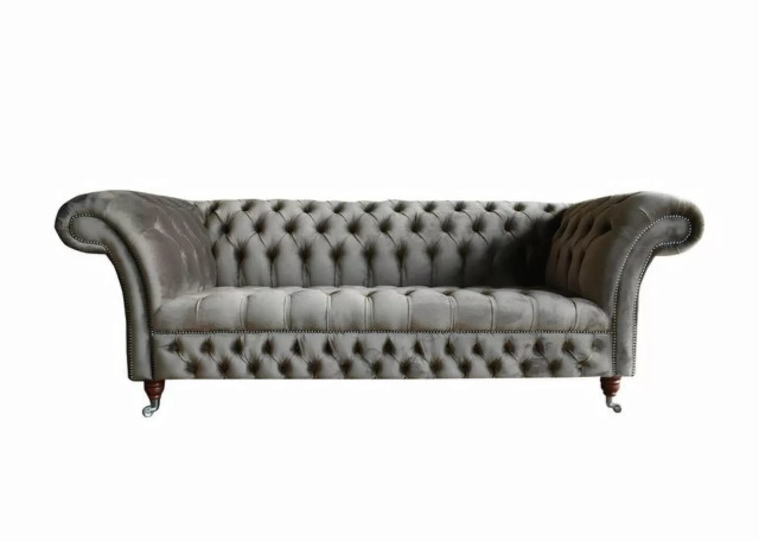 Xlmoebel Sofa Chesterfield 3-Sitzer Stoffsofa in Grau mit modernem Design - günstig online kaufen