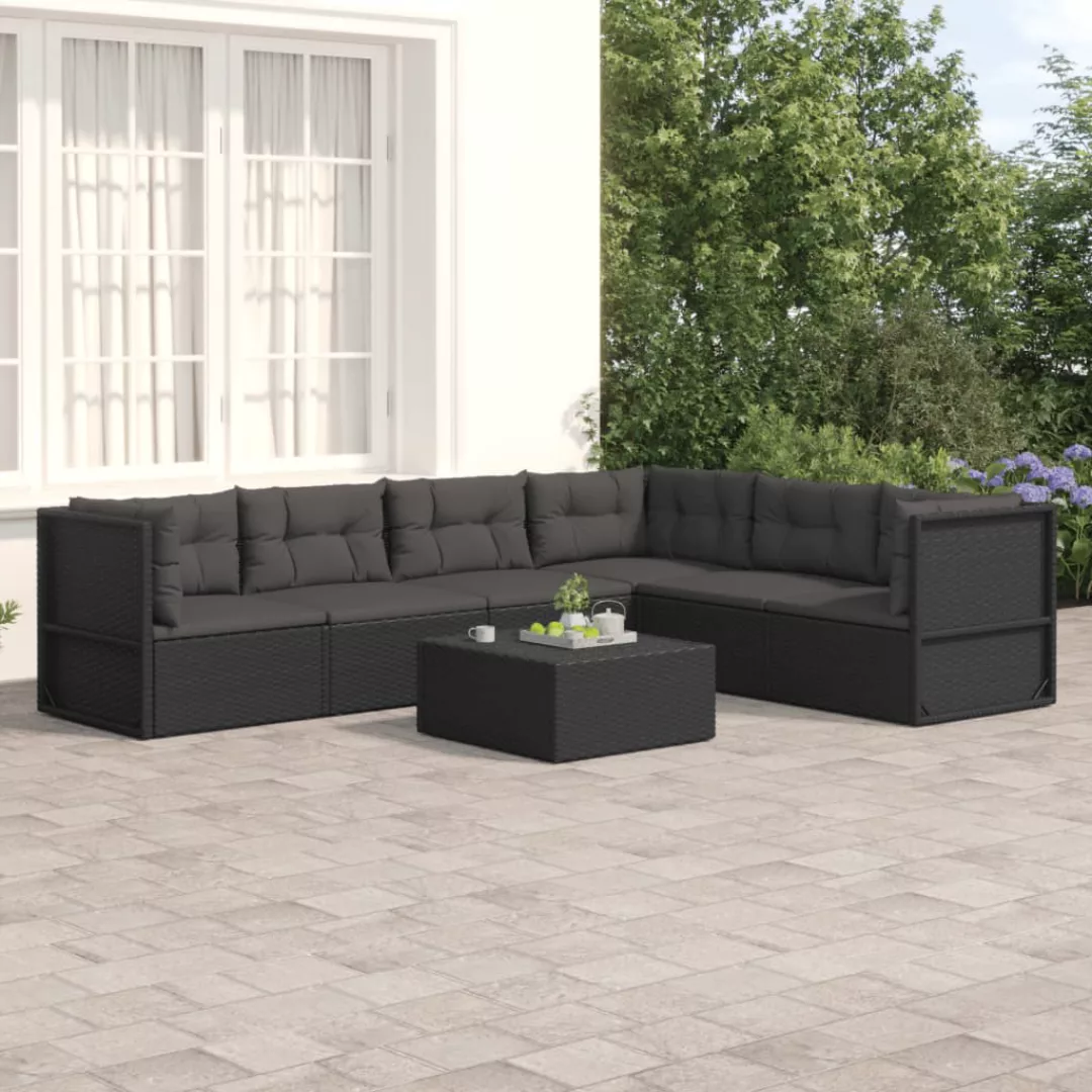 Vidaxl 6-tlg. Garten-lounge-set Mit Kissen Schwarz Poly Rattan günstig online kaufen