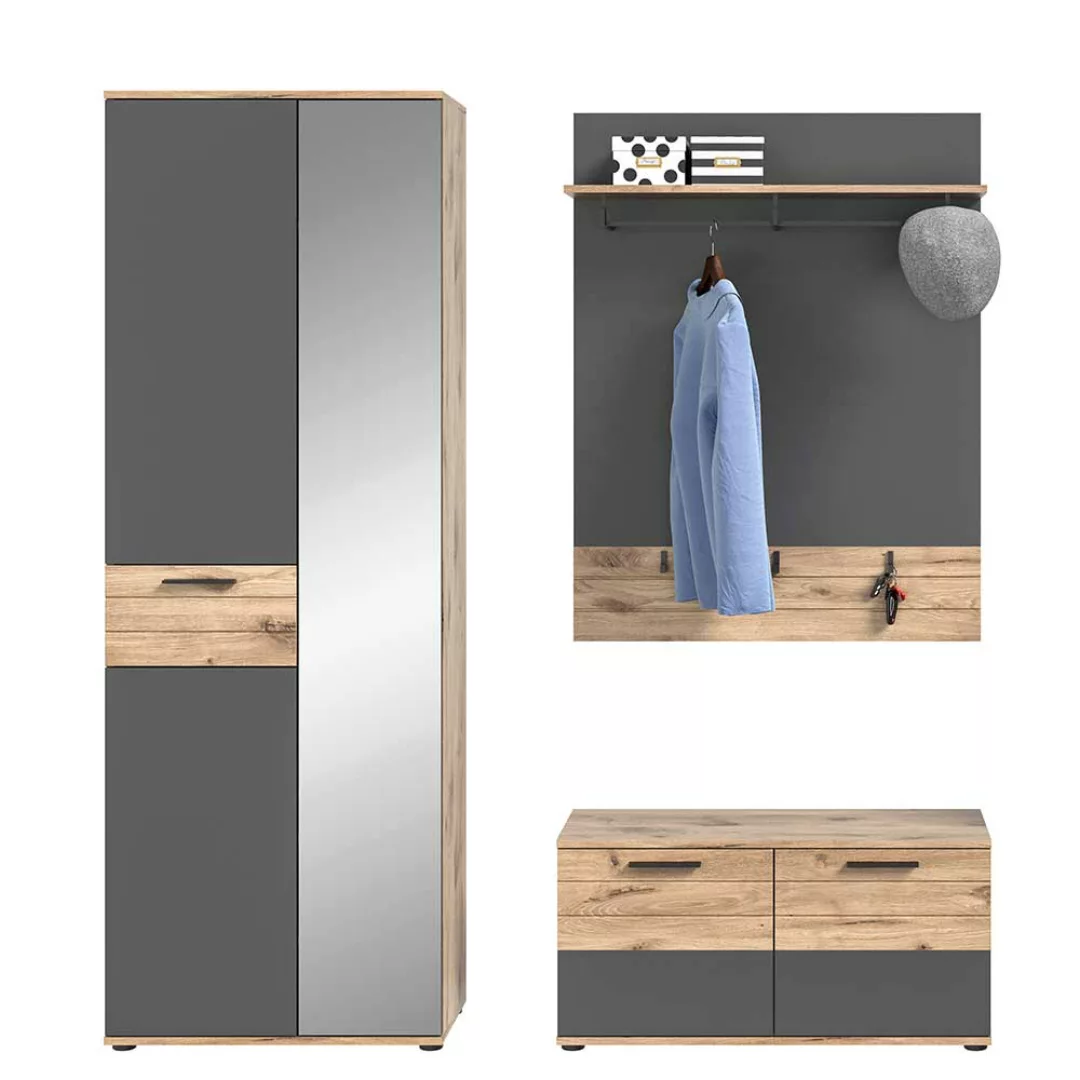 Flurgarderobe Set in modernem Design 200 cm hoch (dreiteilig) günstig online kaufen