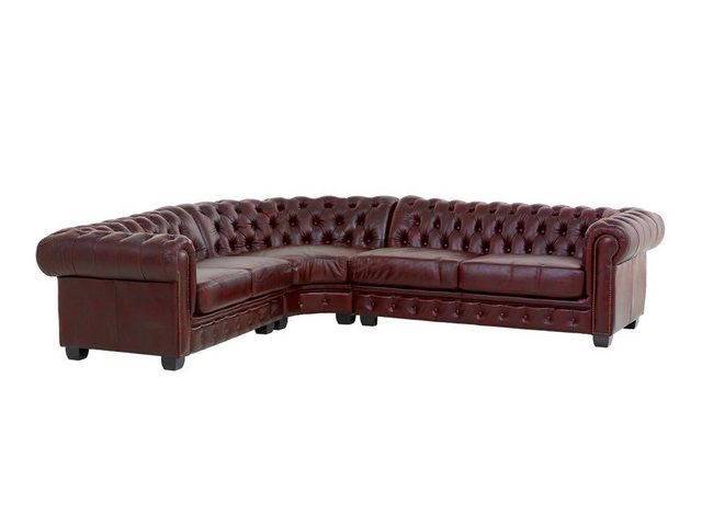 massivum Ecksofa Chesterfield Echtleder I rot günstig online kaufen