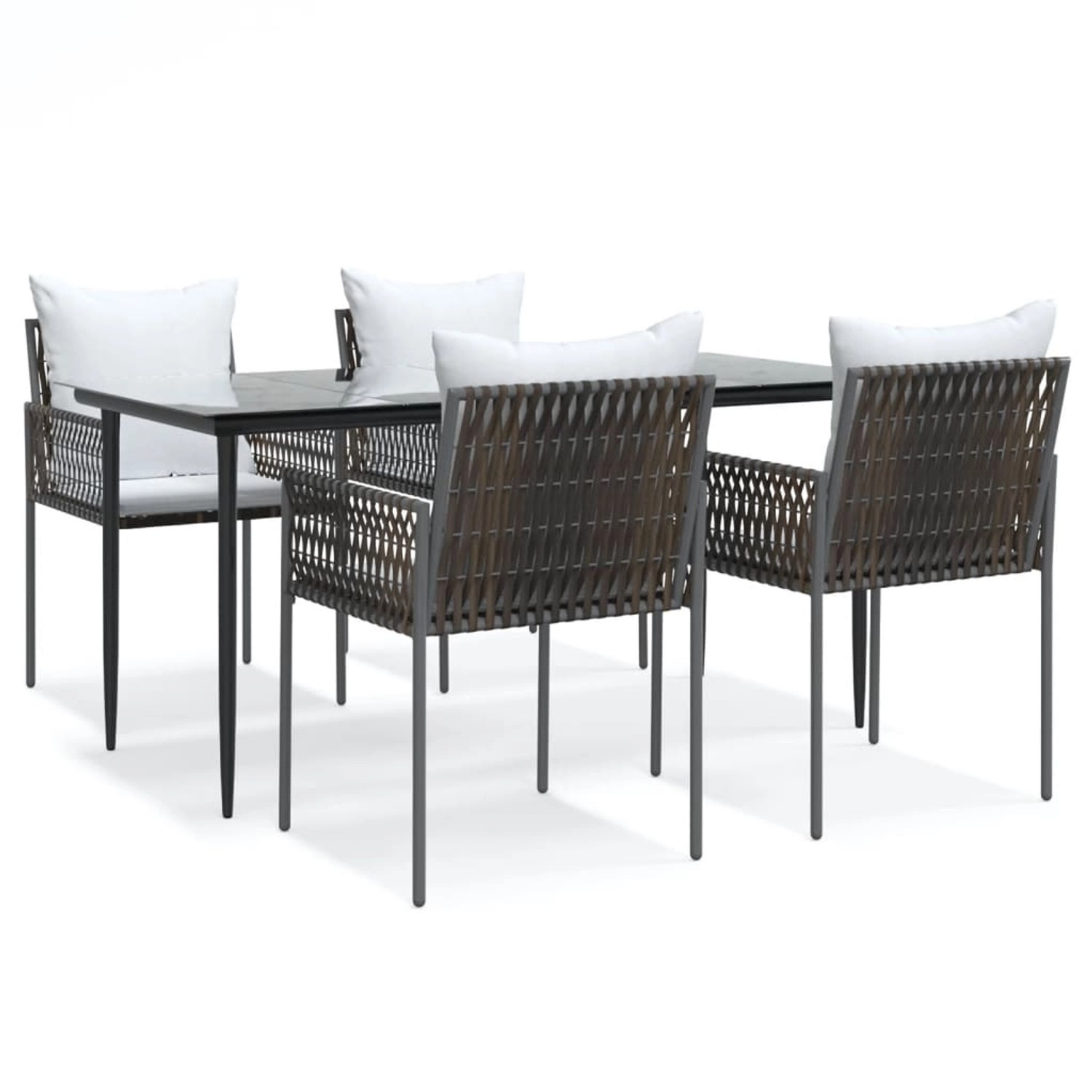 vidaXL 5-Tlg Garten-Essgruppe mit Kissen Poly Rattan und Stahl 3187057 günstig online kaufen