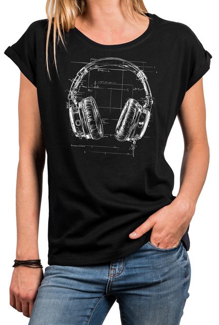 MAKAYA Print-Shirt Damen Kopfhörer Motiv Hipster Musik Top Hip Hop Outfit C günstig online kaufen