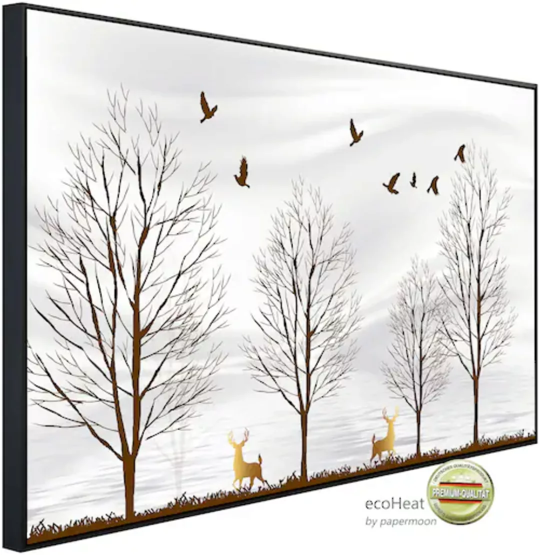 Papermoon Infrarotheizung »Bäume mit Hirschen und Vögeln«, sehr angenehme S günstig online kaufen