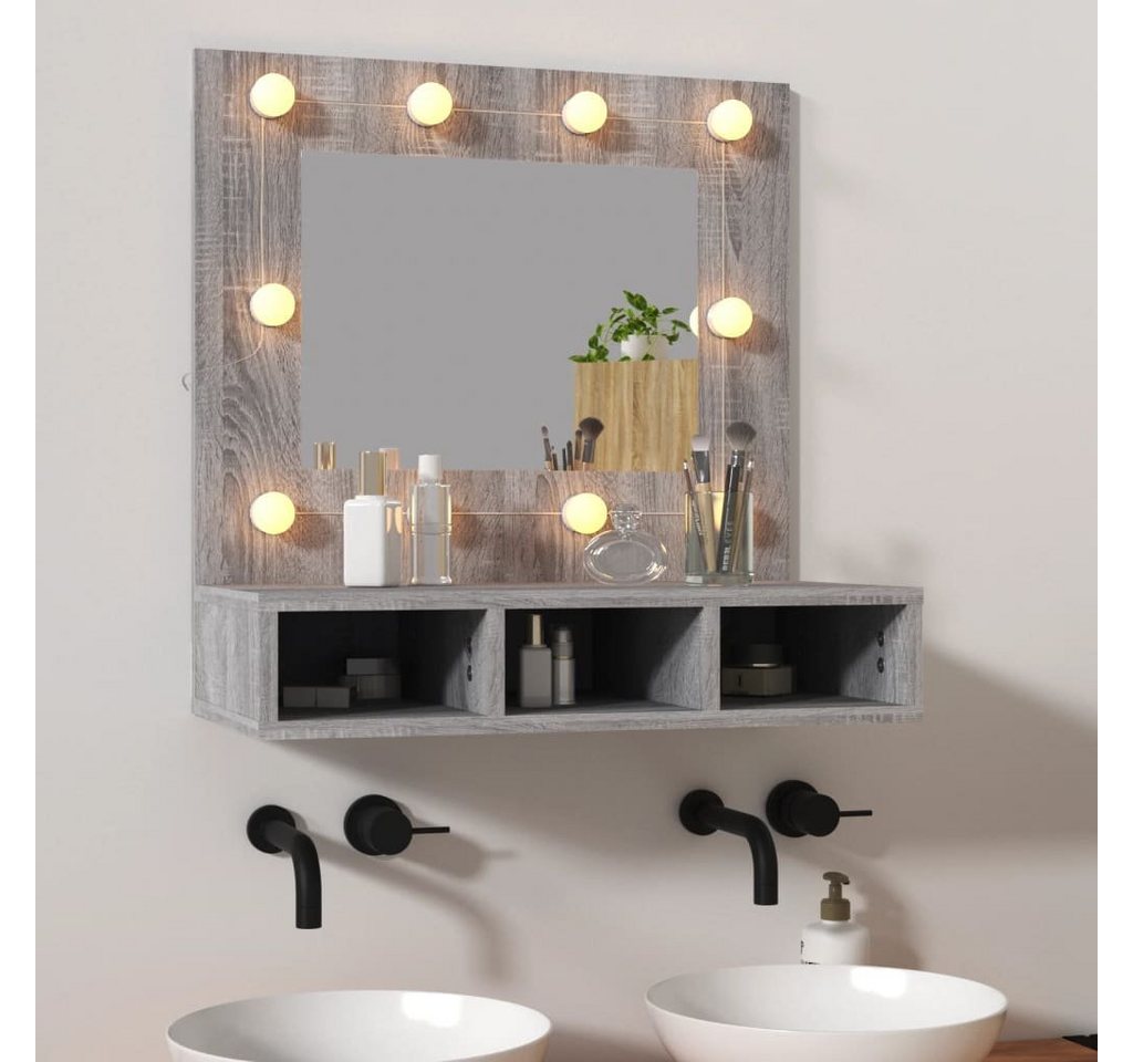 vidaXL Badezimmerspiegelschrank Spiegelschrank mit LED Grau Sonoma 60x31,5x günstig online kaufen